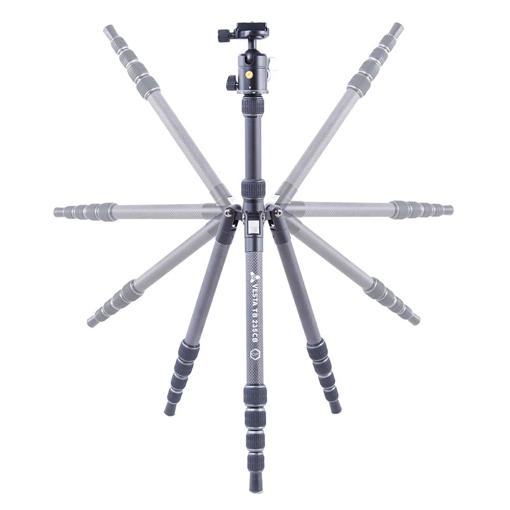 Vanguard Vesta TB235CB Lightweight Carbon Fiber Travel Tripod with Ball Head - Compact & Portable for Outdoor Photography, Hiking, and Travel Adventures