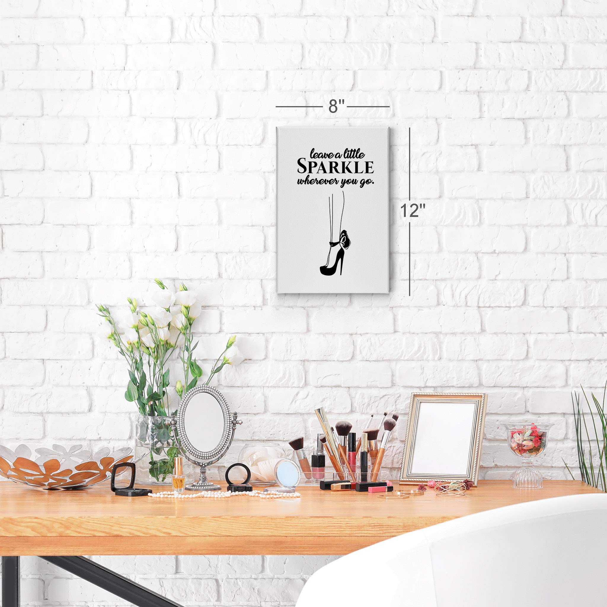 Smile Art Design 'Leave a Little Sparkle Wherever You Go' High Heels Sketch Glam Fashion Canvas Wall Art - Ready to Hang 40x30 - Perfect for Bathroom, Girls Room, Women's Dorm, Bedroom & Living Room Decor