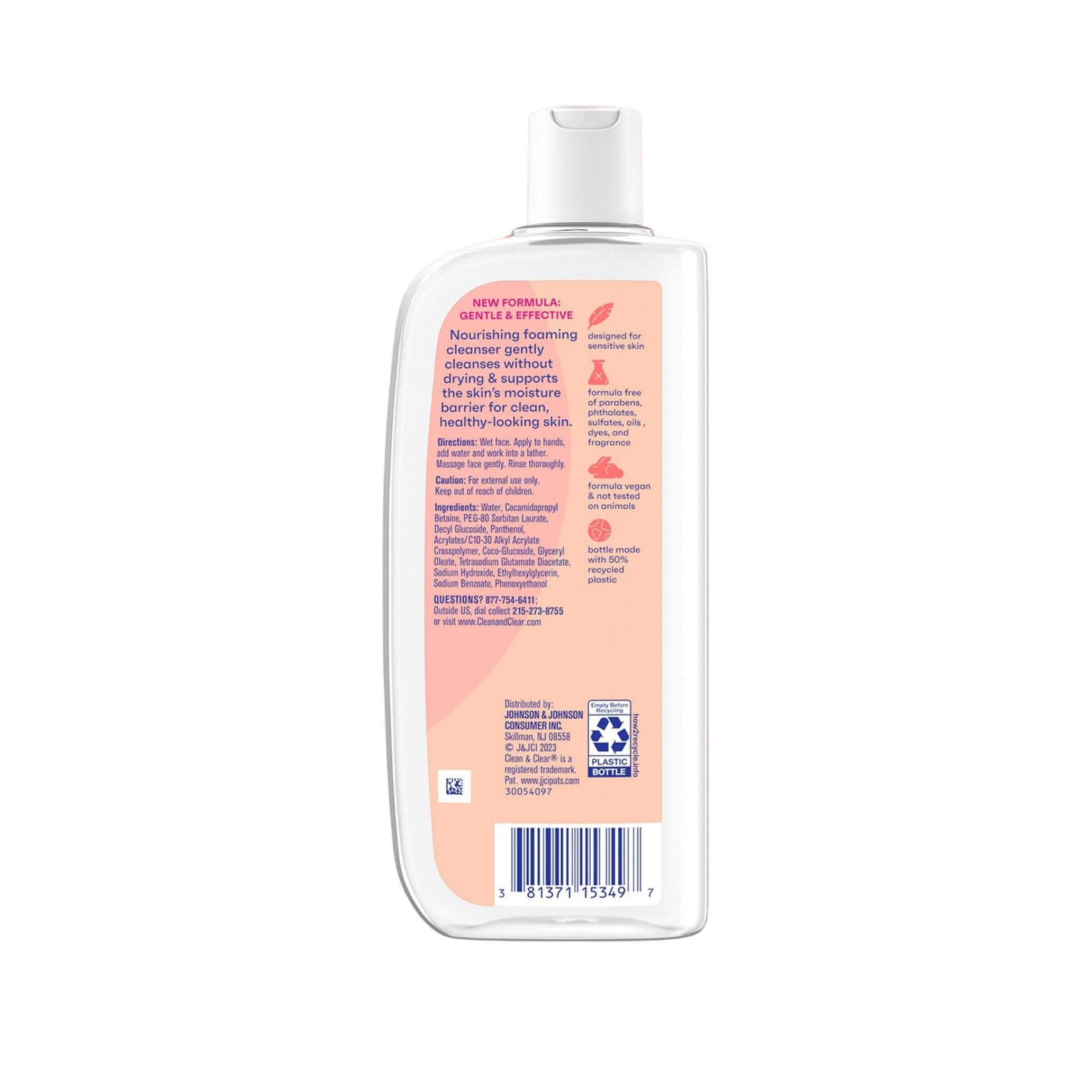 Clean & Clear Oil-Free Foaming Facial Cleanser - Gentle Daily Face Wash for Acne, Dirt & Makeup Removal - 8 fl oz (6-Pack) - Perfect for Oily & Combination Skin Morning & Night Routine
