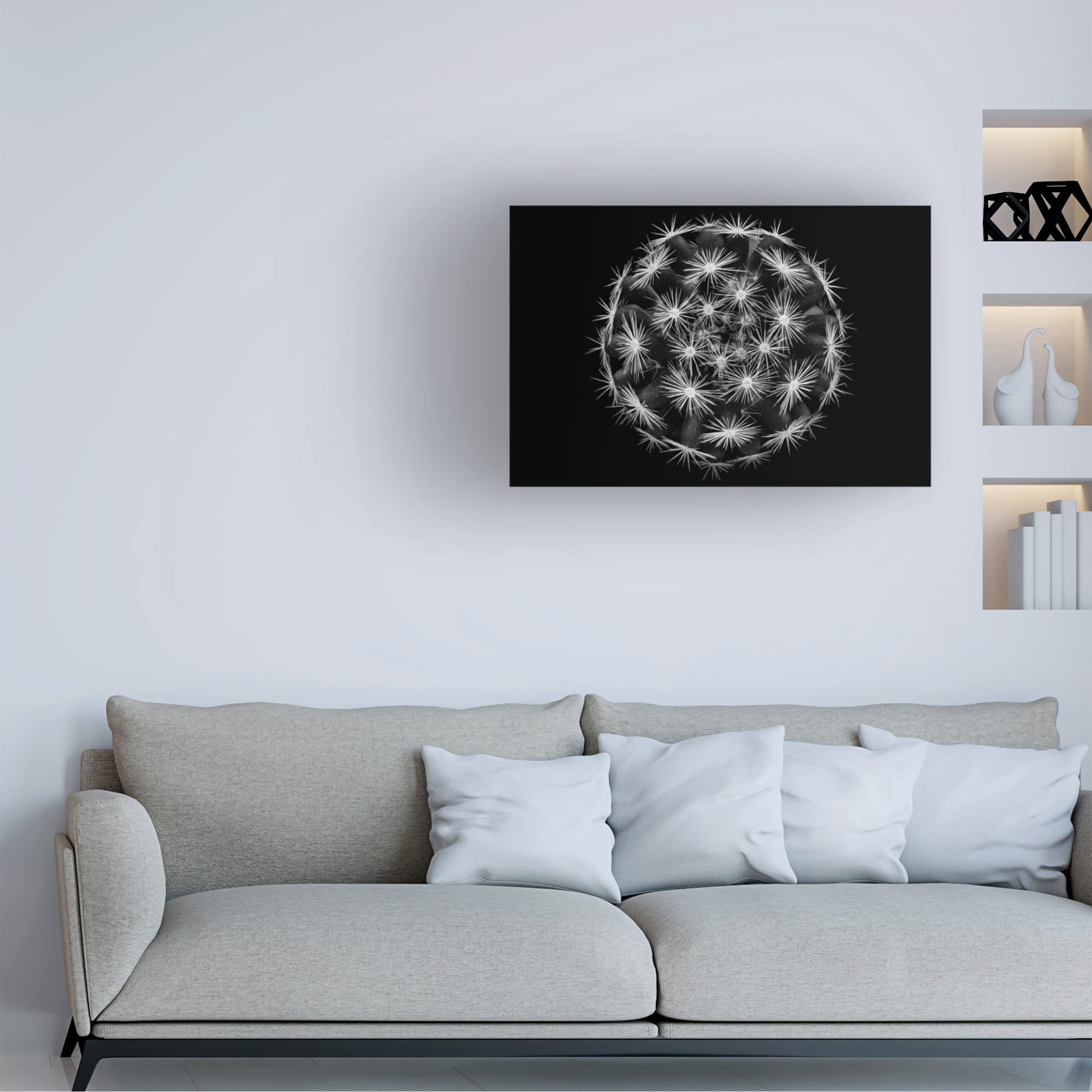 Trademark Fine Art 'Mammillaria' Canvas Wall Art Print by Victor Mozqueda - Beautiful Cactus Painting for Living Room, Bedroom & Office Decor