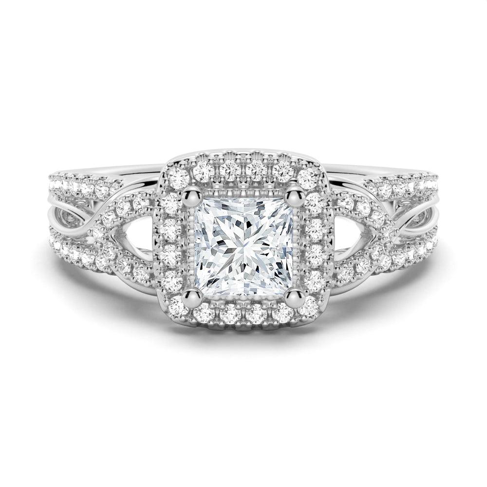 Vintage Princess Cut Moissanite Engagement Ring with Infinity Band - Perfect for Proposals, Anniversaries & Romantic Occasions