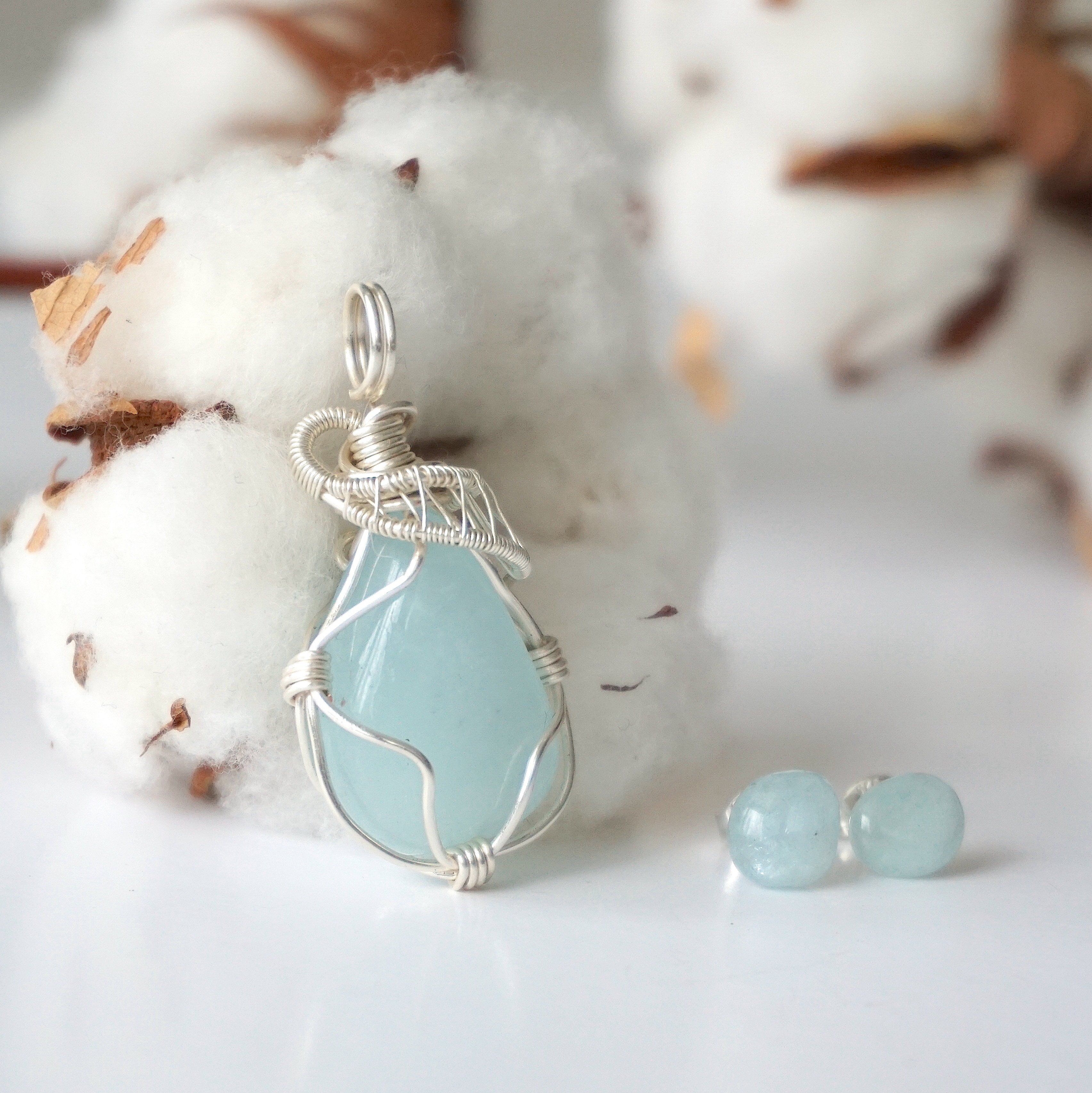Elegant Aquamarine Jewelry Gift Set - Silver Plated Necklace & Earrings for Women | Perfect Birthday, Anniversary & Valentine's Day Present | Spa Day, Wedding & Special Occasion Accessories