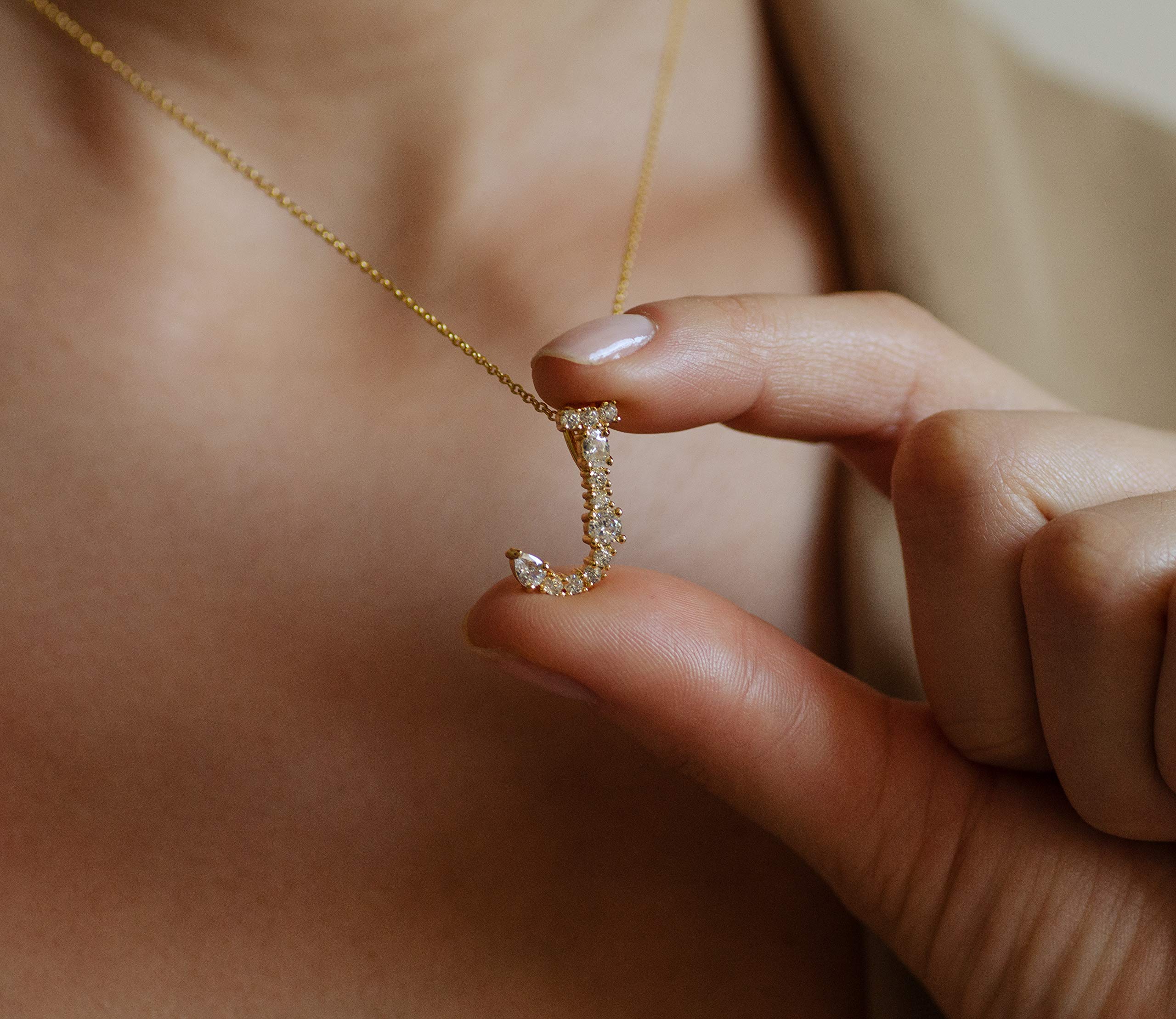 LAVLA Cubic Zirconia Initial Necklace for Women - 18K Gold Plated Dainty Letter Pendant with Colorful Crystals | Personalized Jewelry Gift for Her | Perfect for Birthdays, Anniversaries and Special Occasions