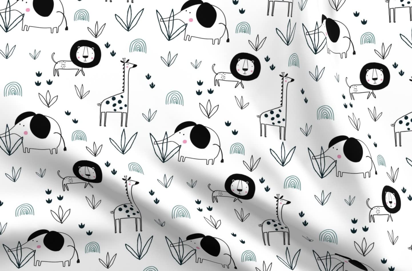 Premium Safari Jungle Animal Print Fabric - Elephant Lion Giraffe Gender Neutral Nursery Decor | Soft Minky Fat Quarter for Baby Blankets, Quilt Backing & Plush Toys | Perfect for DIY Sewing Projects, Kids Room Decor & Nursery Themes
