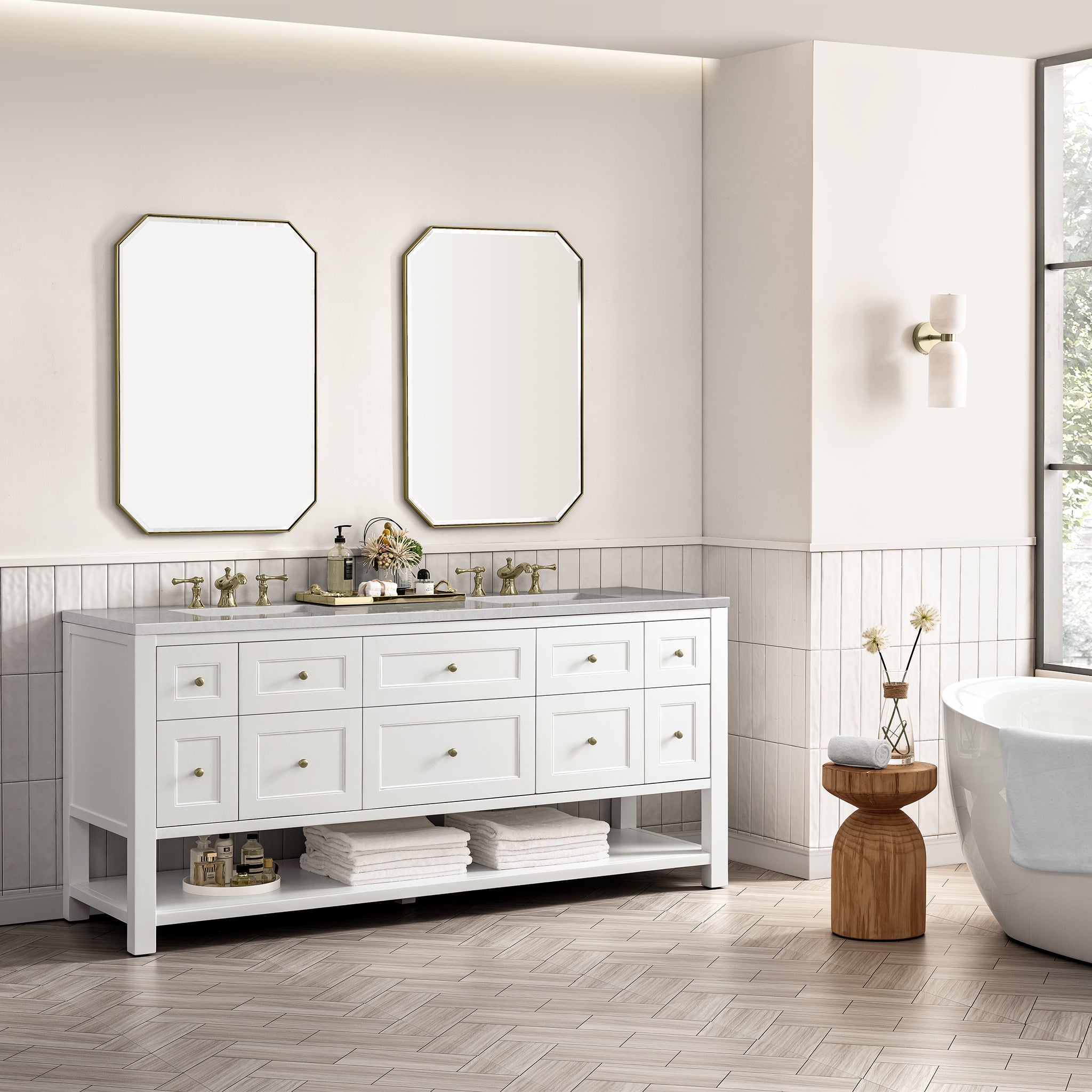 Breckenridge 72-Inch Double Vanity with 3CM Eternal Serena Top in Bright White – Perfect for Master Bathroom & Luxury Home Renovation