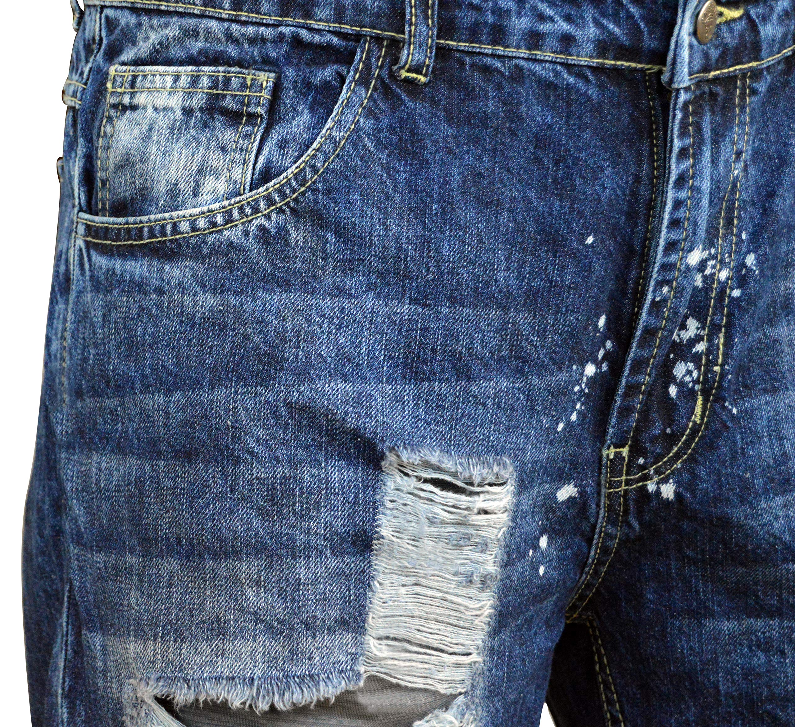 **Men's Distressed Ripped Denim Shorts - Classic Straight Fit Jean Shorts for Summer | Casual Wear, Beach Outings & Street Style**