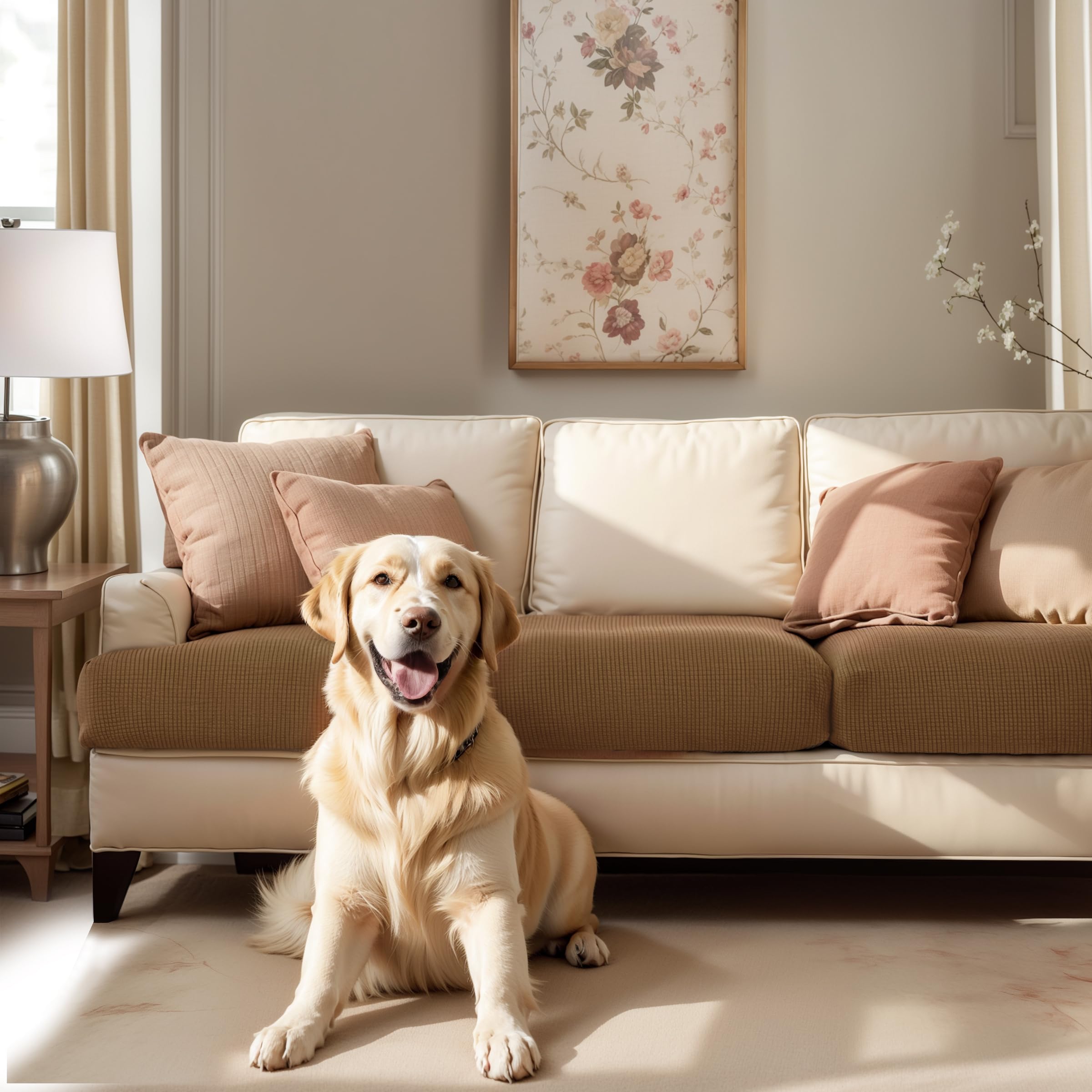 Stretch Cushion Covers 3-Pack - Elastic Sofa Slipcovers for Couch, Loveseat, RV & Chair - Spandex Furniture Protector in Coffee Brown - Perfect for Home Decor, Pet Protection & Seat Preservation