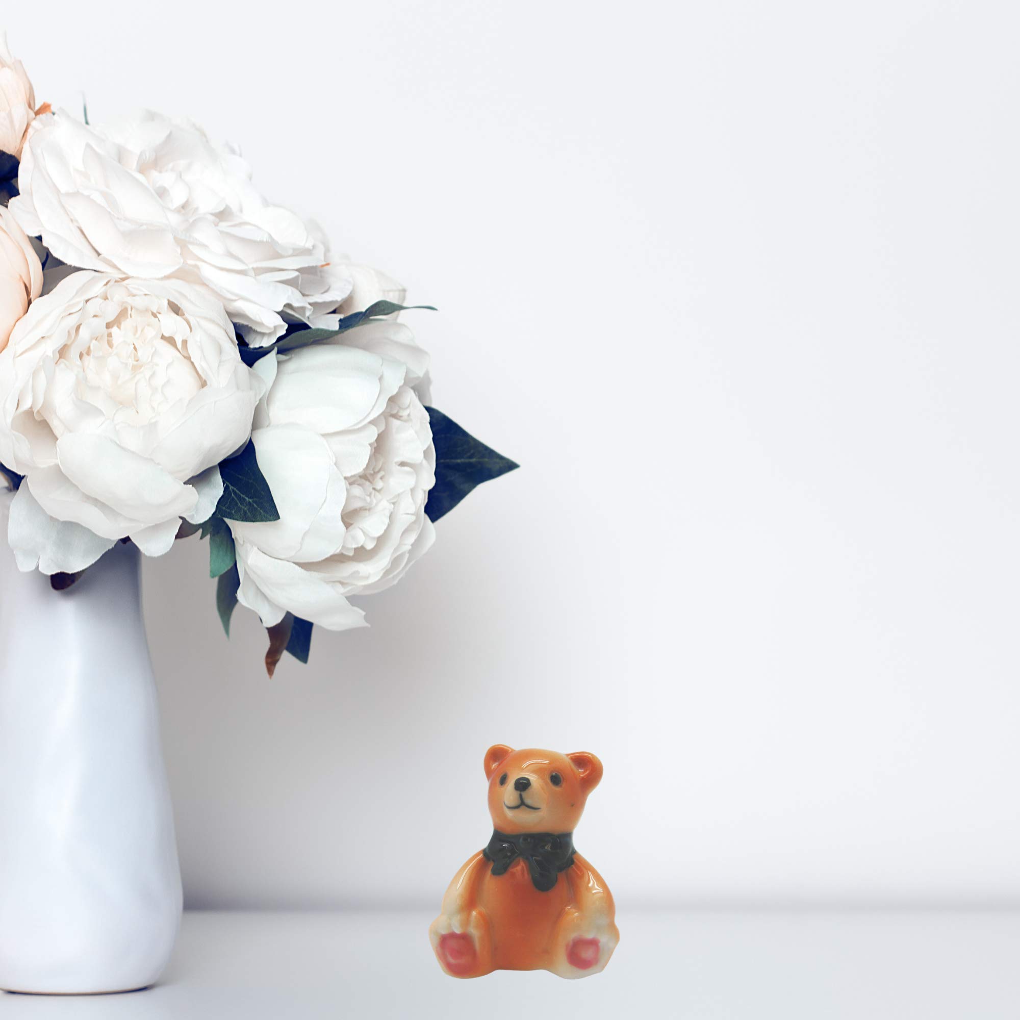 Hand Painted Ceramic Miniature Teddy Bear Figurine - 1.5