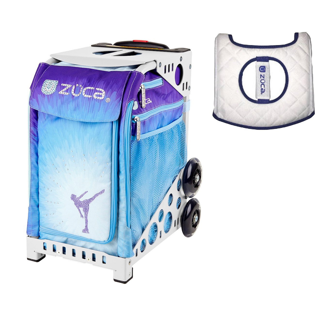 ZUCA Sport Bag - Ice Dreamz with Gift Seat Cover (White Frame) | Durable Gym Bag for Skating, Dance & Travel | Perfect for Athletes & Performers