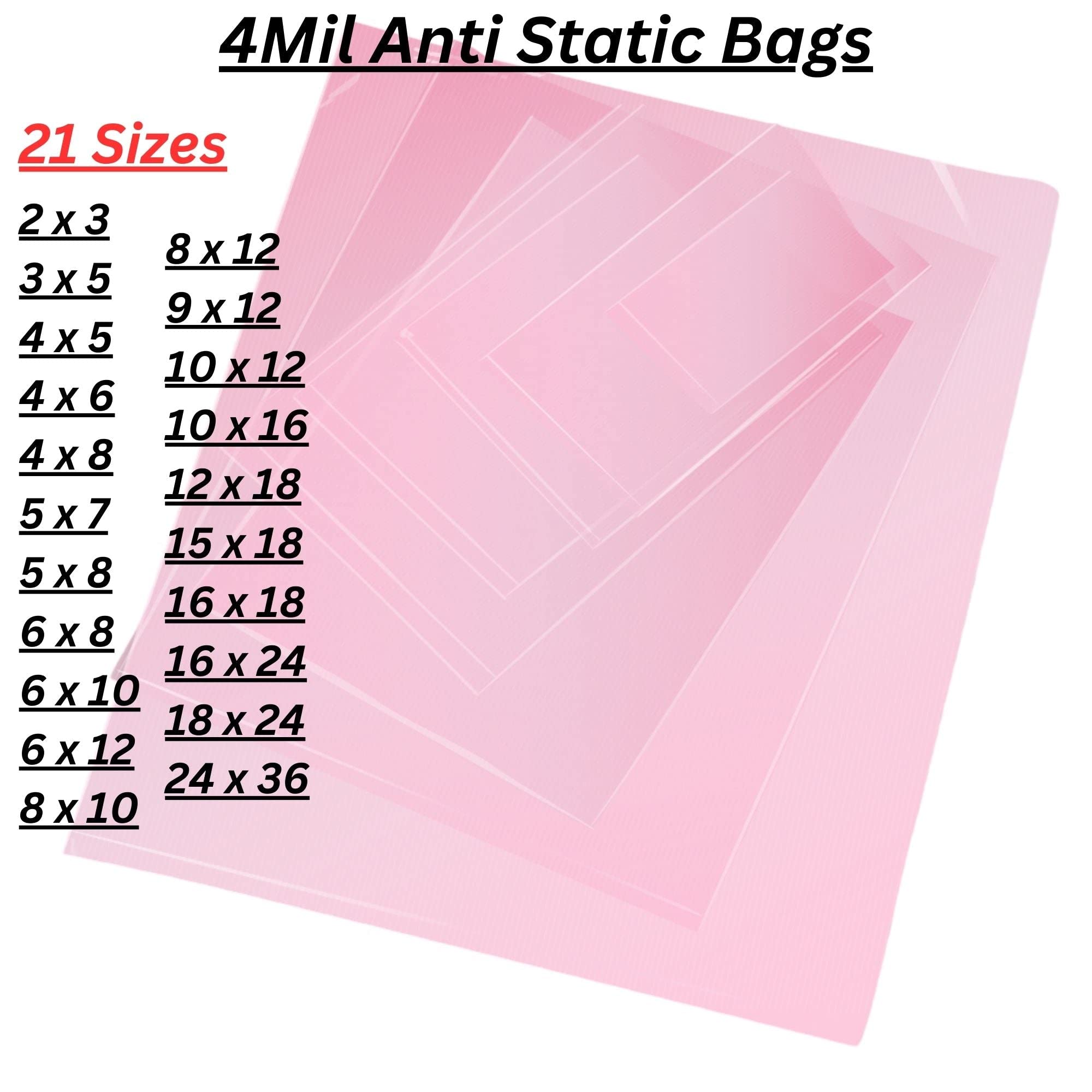Pink Anti-Static Plastic Flat Bags 5