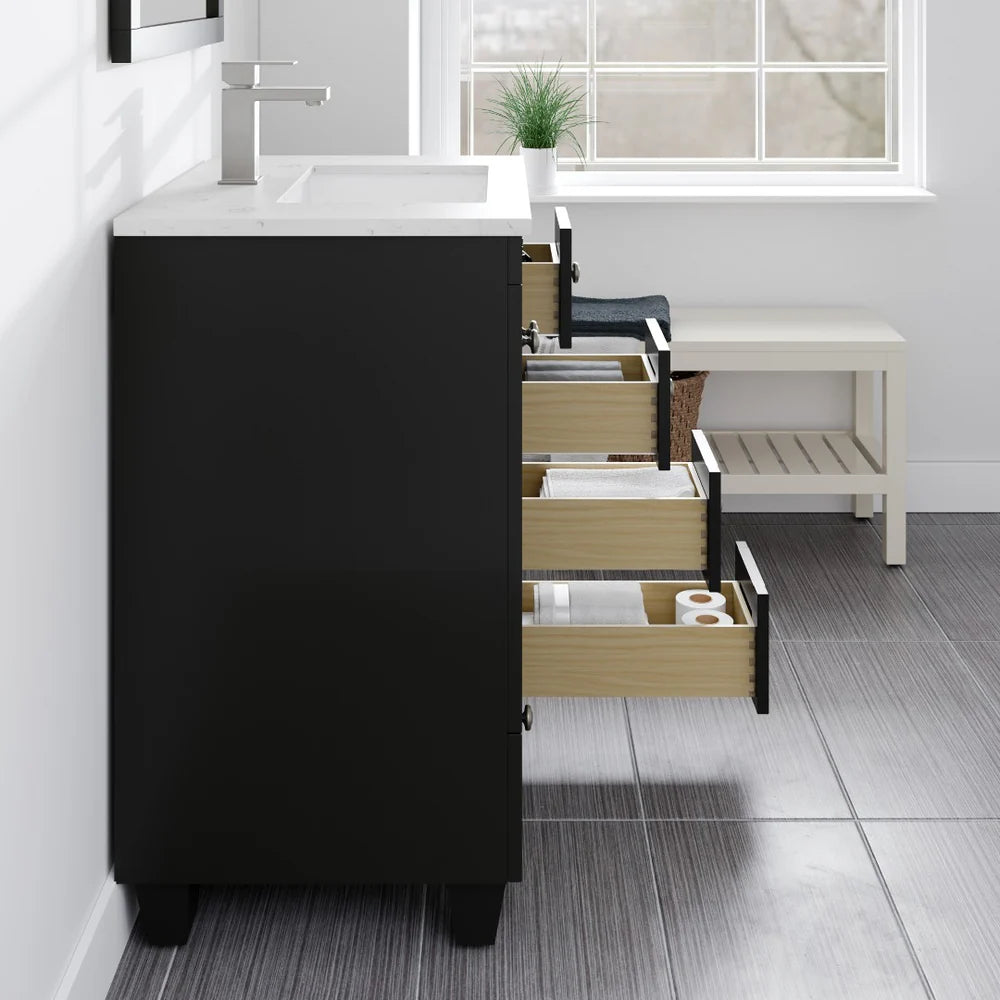 Eviva Acclaim 24 Inch Modern Bathroom Vanity Set with Carrara Quartz Countertop - Perfect for Small Bathrooms, Powder Rooms & Master Bath Renovations