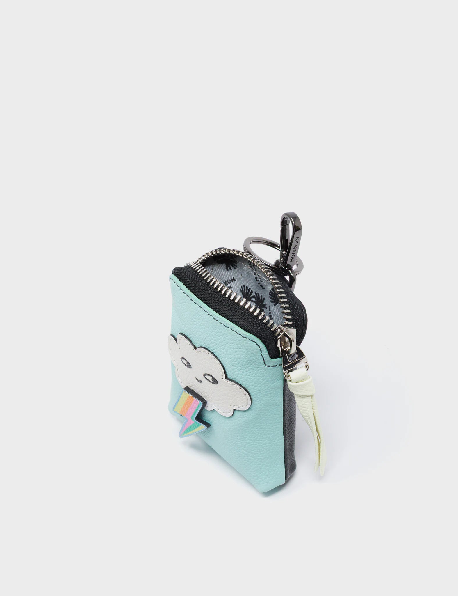 Florence Pouch Charm Keychain - Water Ballet Blue Leather with Cloud Applique | Stylish Accessory for Bags, Keys & Gifts