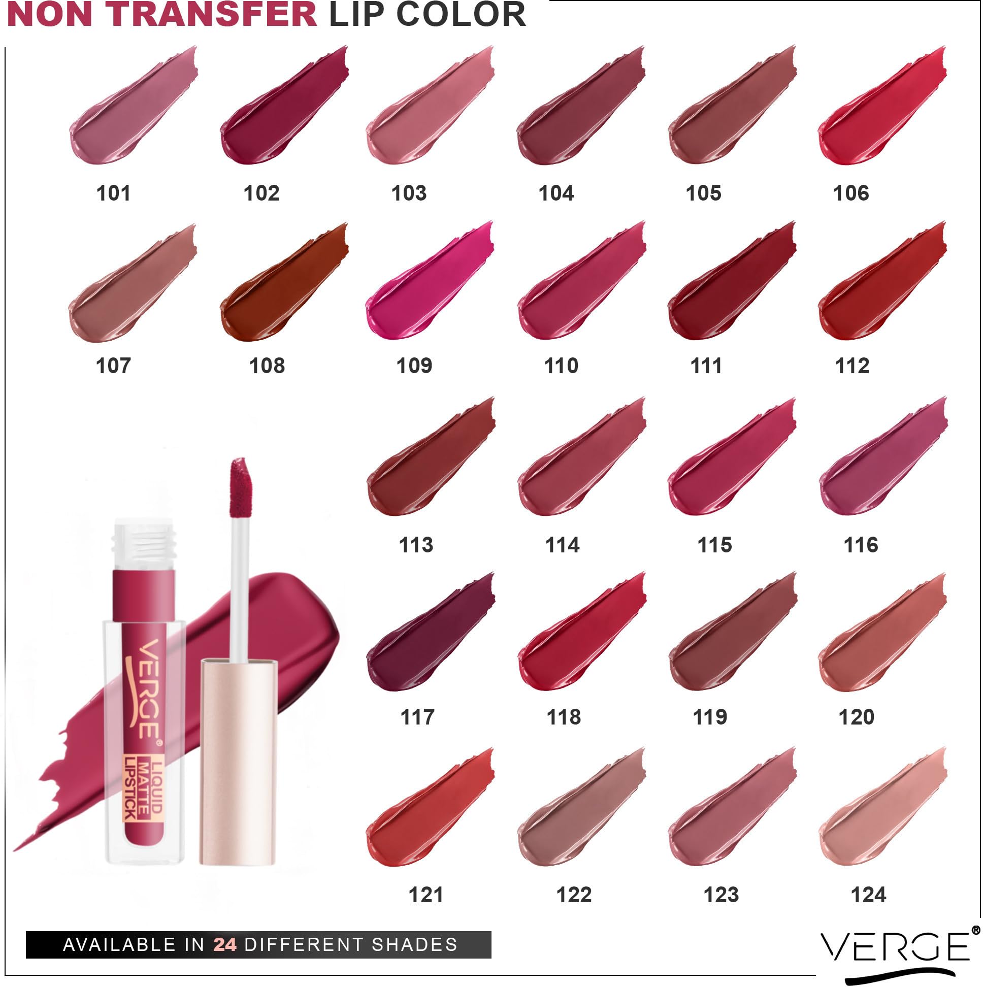 VERGE LIP SHOTS Long Wear Waterproof Liquid Lipstick - Matte Finish Non-Transfer Lip Color (4-Pack) - Perfect for All-Day Wear, Parties, and Special Occasions