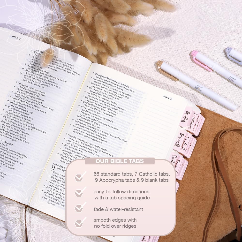 Rose Gold Bible Tabs - 90 Durable Laminated Tabs for Study & Journaling
