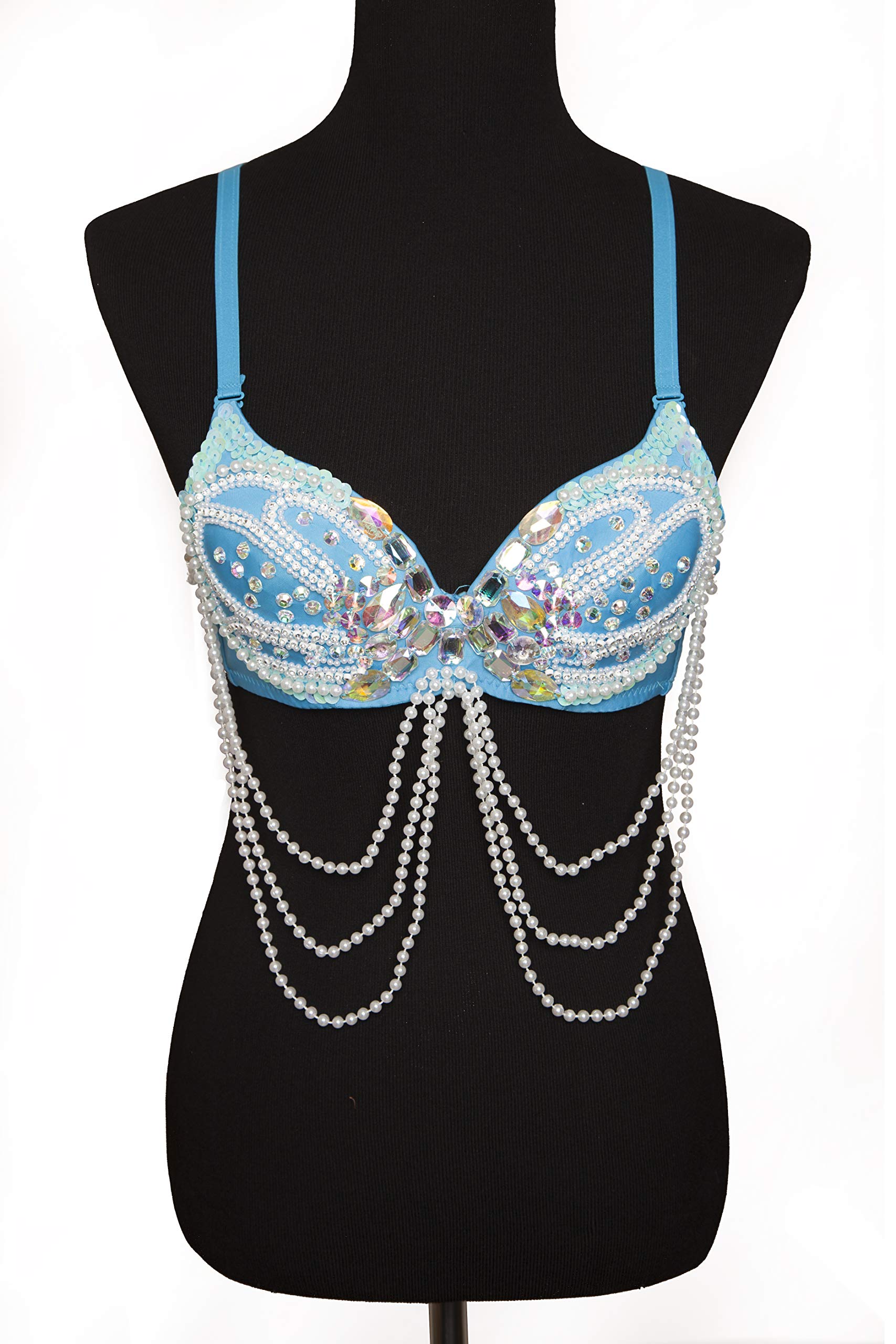 Arsimus Mermaid Pearl Sequin Push-Up Bra for Women - Sexy Lace Underwire Plunge Bra with Adjustable Straps - Perfect for Valentine's Day, Date Night & Special Occasions