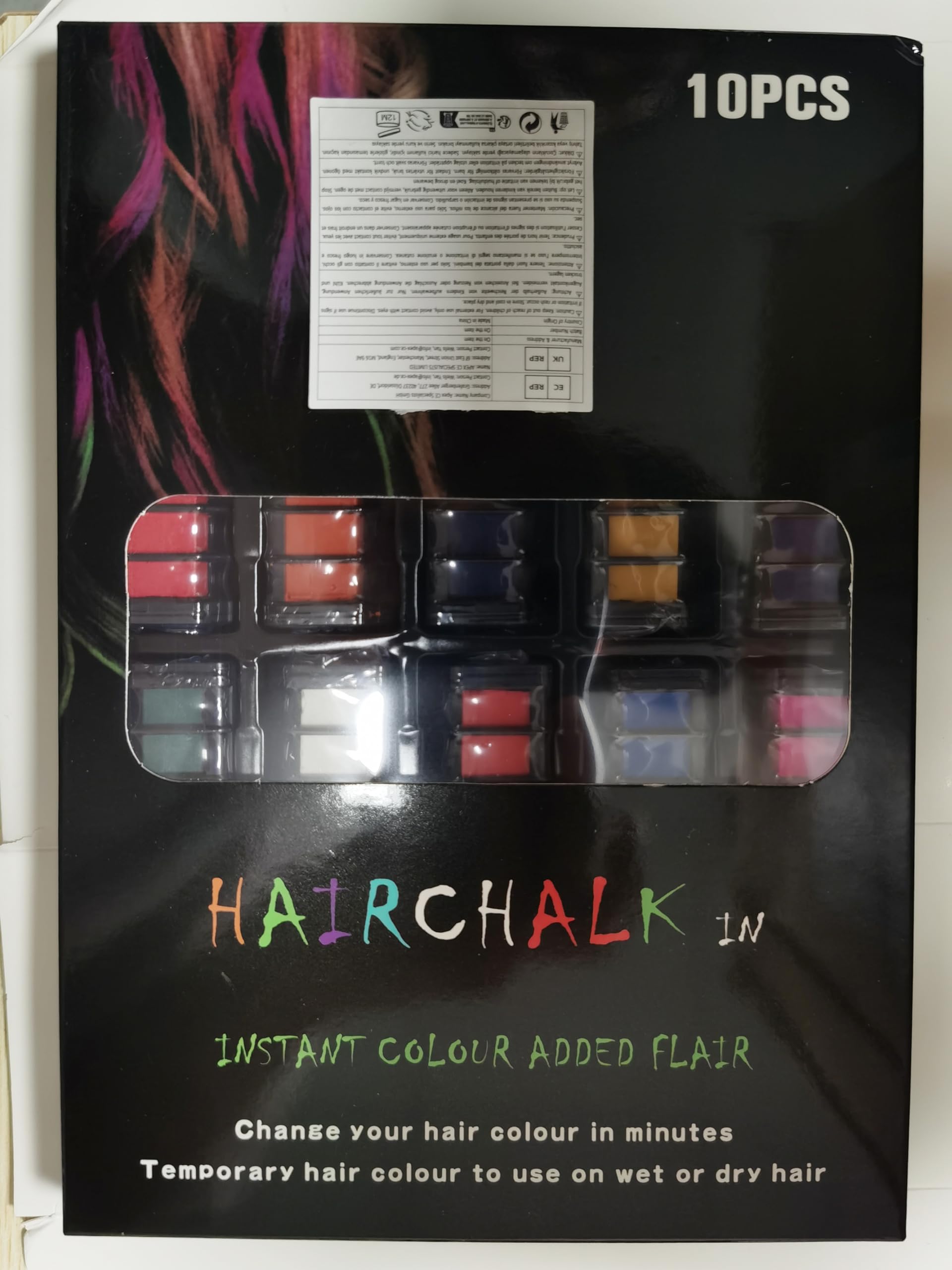 Vibrant Hair Chalk Comb - 10 Washable Temporary Hair Colors for Girls, Kids & Teens | Perfect for Parties, Birthdays, DIY Styling, Cosplay & Halloween Costumes | Safe, Non-Toxic & Easy to Apply Hair Dye