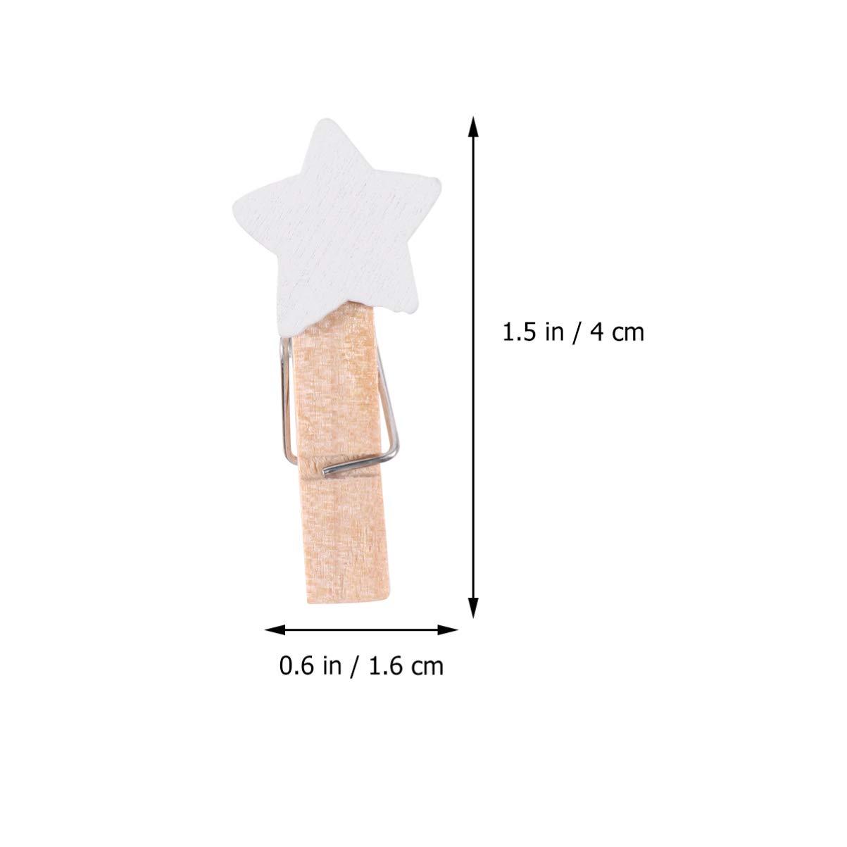 HEALLILY 100pcs Mini Wooden Star-Shaped Clothespins - Photo Hanging Clips, Picture Pegs, Craft Clips with Rope for Wall Decor, Scrapbooking, DIY Projects - White