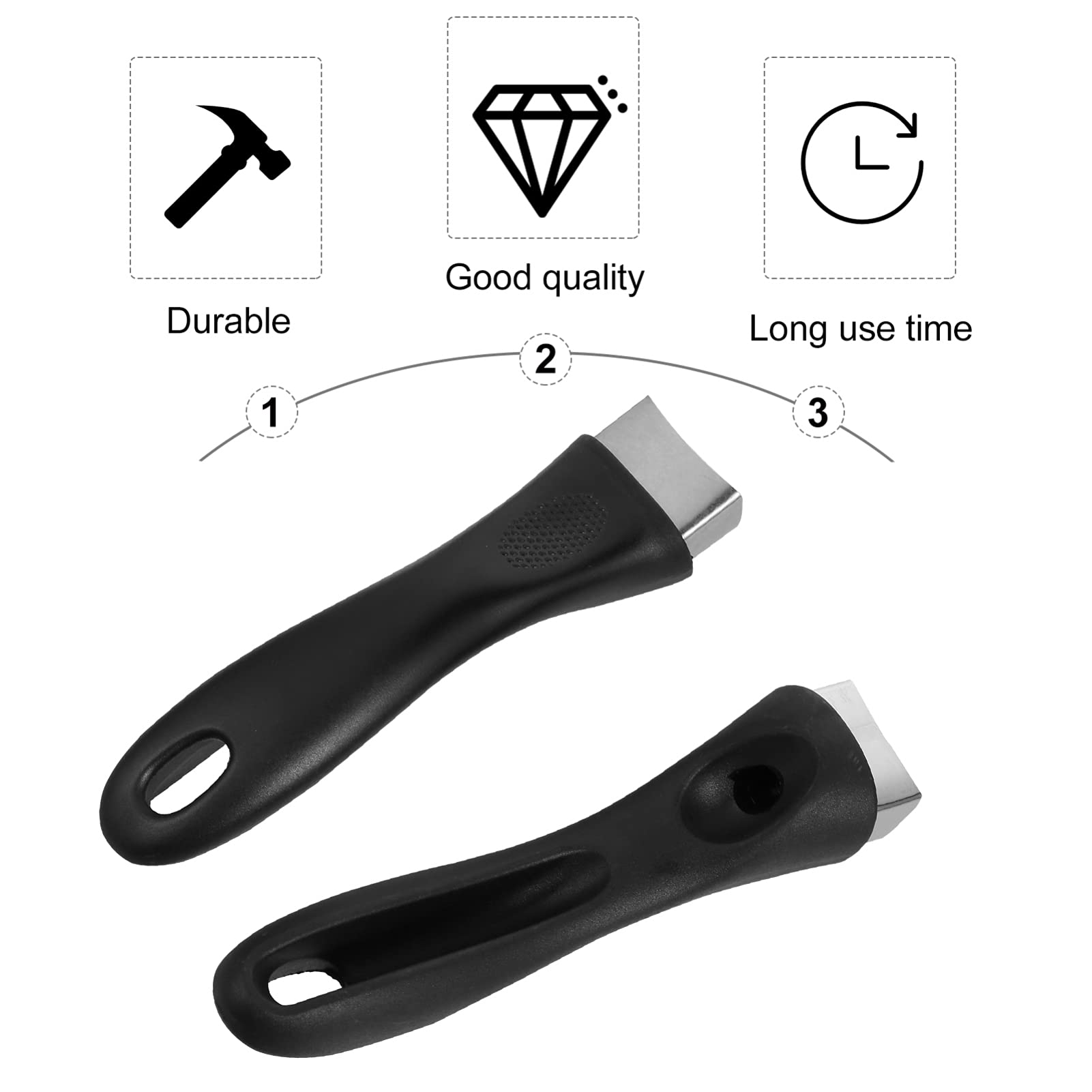 Luxshiny Replacement Pan Handles - 2 Pack Non-Slip Cookware Handles for Frying Pans, Pots & Saucepans - Heat Resistant & Ergonomic Design for Safe Cooking & Baking