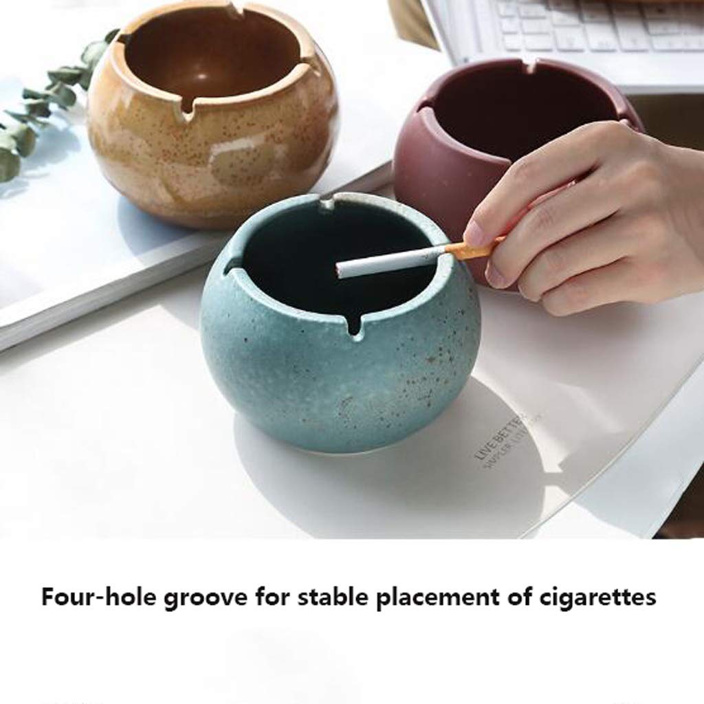 Windproof Ceramic Ashtray with Lid - Elegant Home & Office Decor, Desktop Decorative Gift for Smokers (Yellow) | Perfect for Indoor Use, Patios, and Outdoor Gatherings