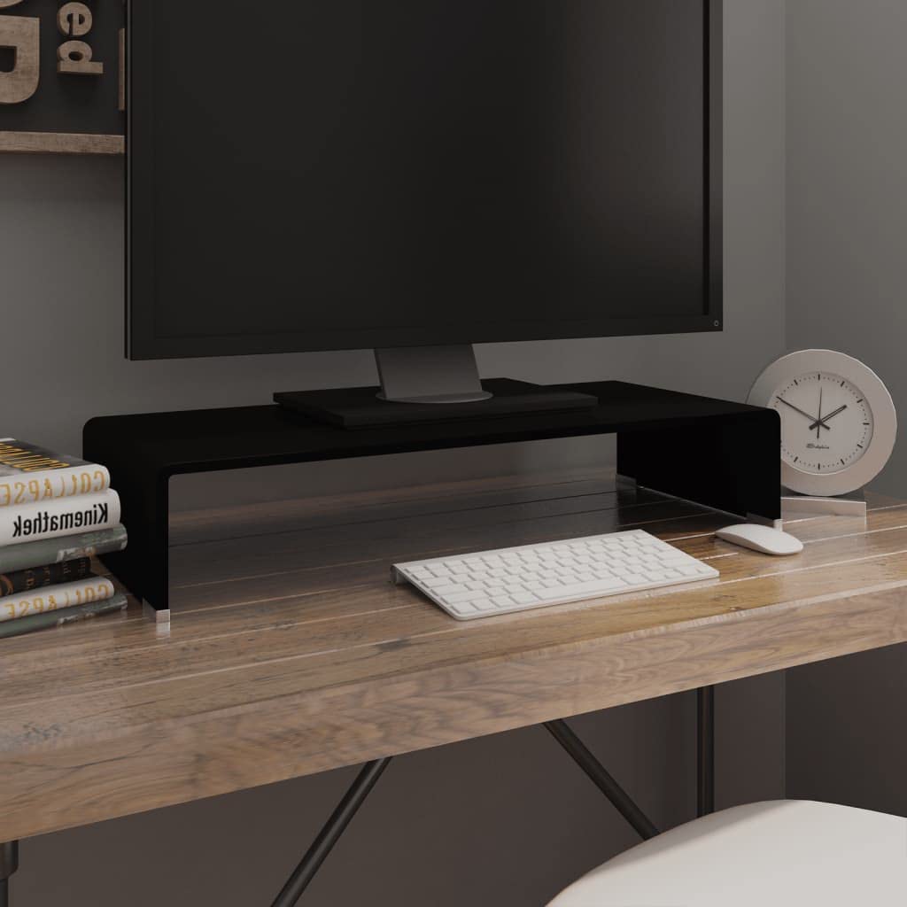 Modern TV Stand with Glass Shelf - 27.6