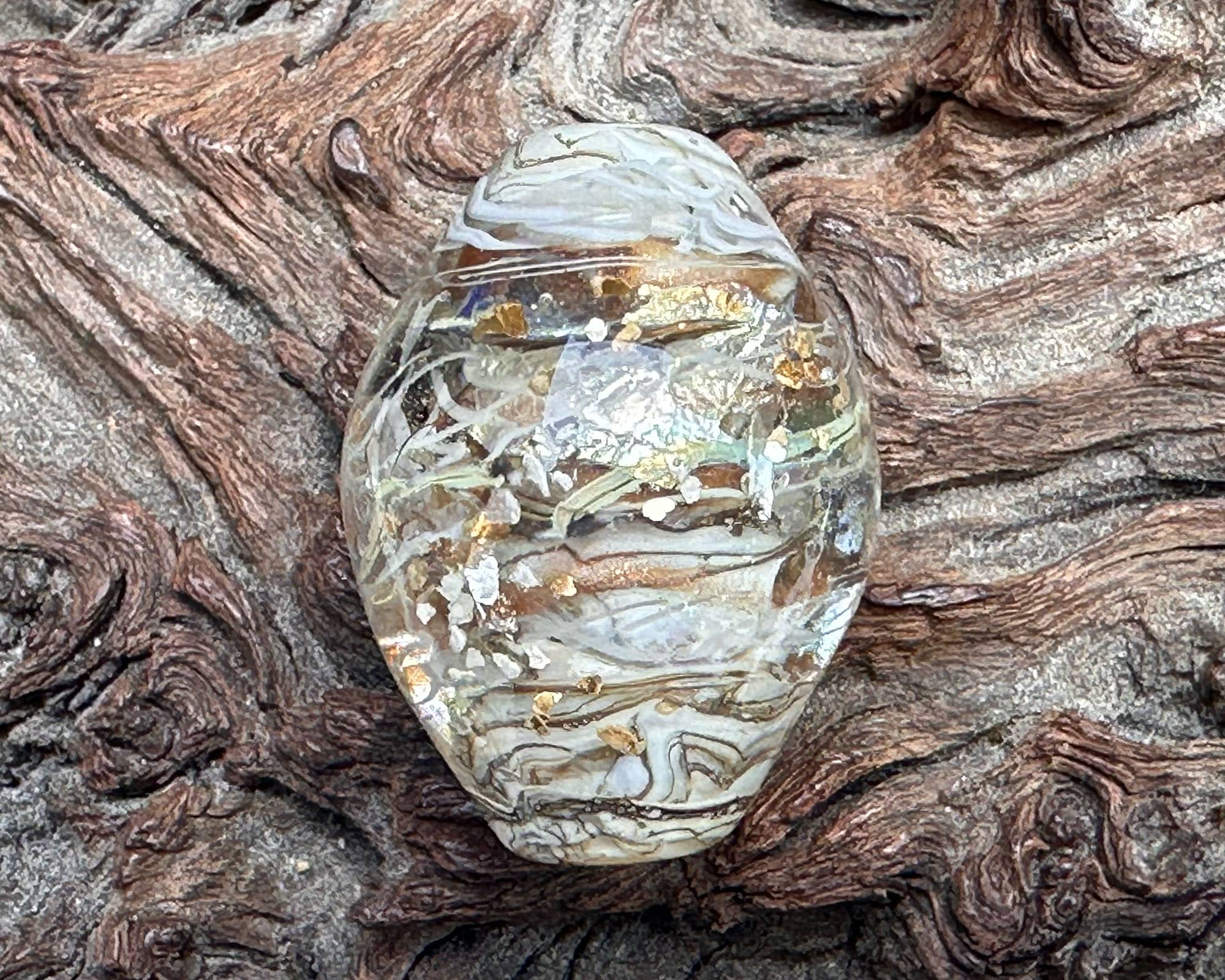 Handmade Silver Metal Organic Lampwork Focal Bead SRA - Perfect for Jewelry Making, DIY Crafts & Beading Projects