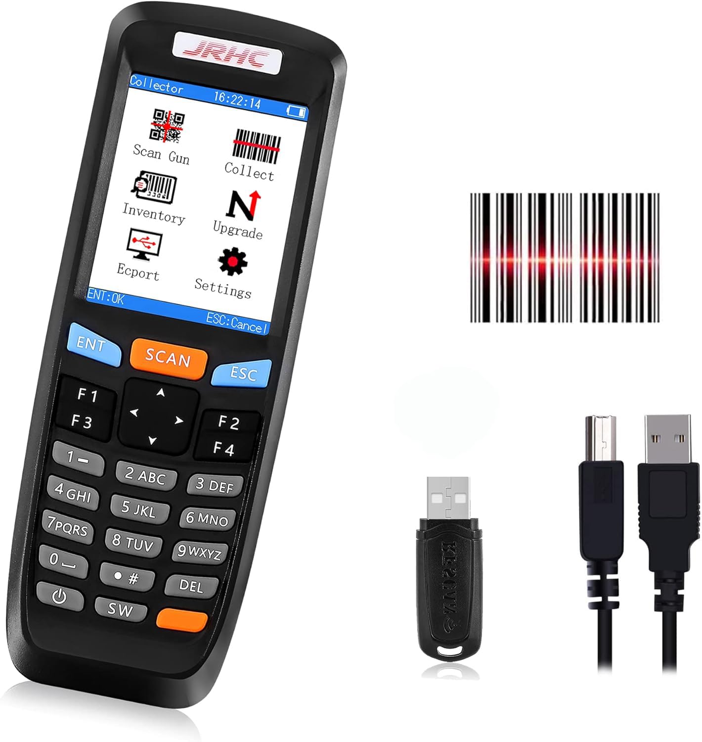 2.4G Wireless Barcode Scanner - JRHC Portable 2D Inventory Scanner with 2.8