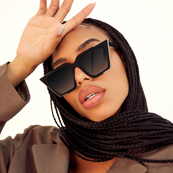 Stylish Black Faded Cateye Sunglasses with Black Lenses - Perfect for Driving, Beach & Outdoor Fashion