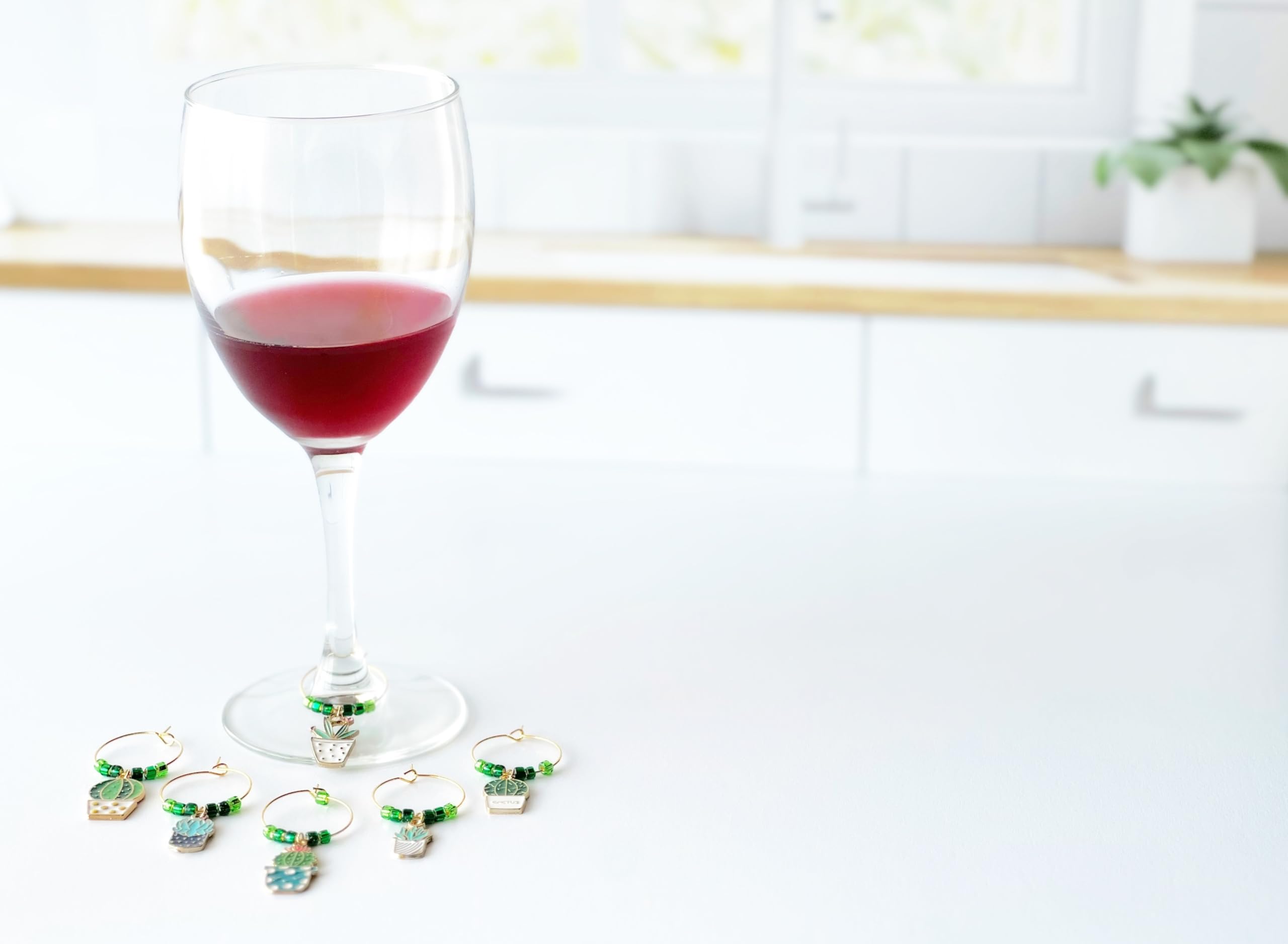 Succulent Wine Glass Charms Set of 6 - Unique Plant Lover Gifts for Women - Perfect for Garden Parties, Bridal Showers & Wine Tasting Events