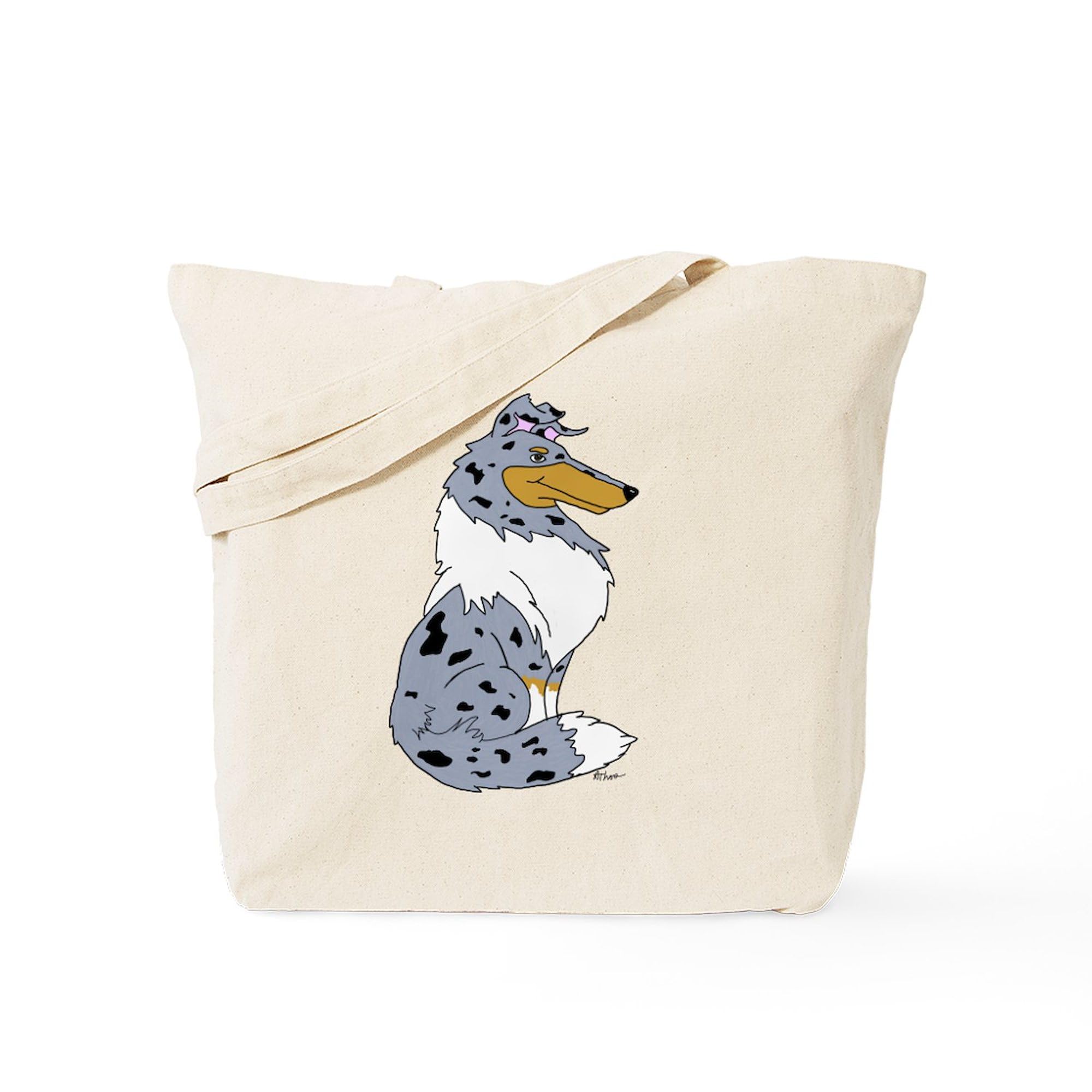 Blue Merle Rough Collie Tote Bag - Natural Canvas Reusable Shopping Bag for Groceries, Beach & Work | Durable Eco-Friendly Tote