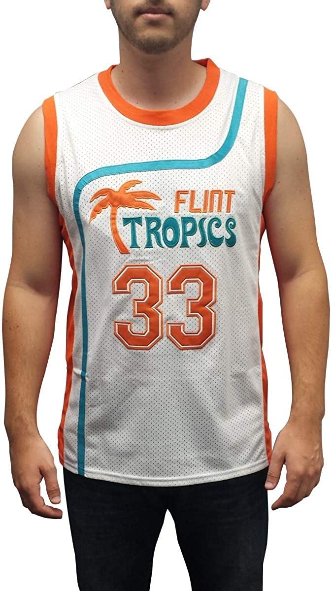Vintage 90s Hip Hop Flint Tropics #33 Jackie Moon Basketball Jersey for Men - Retro Party & Game Day Outfit - Perfect for Cosplay, Halloween & NBA Themed Events
