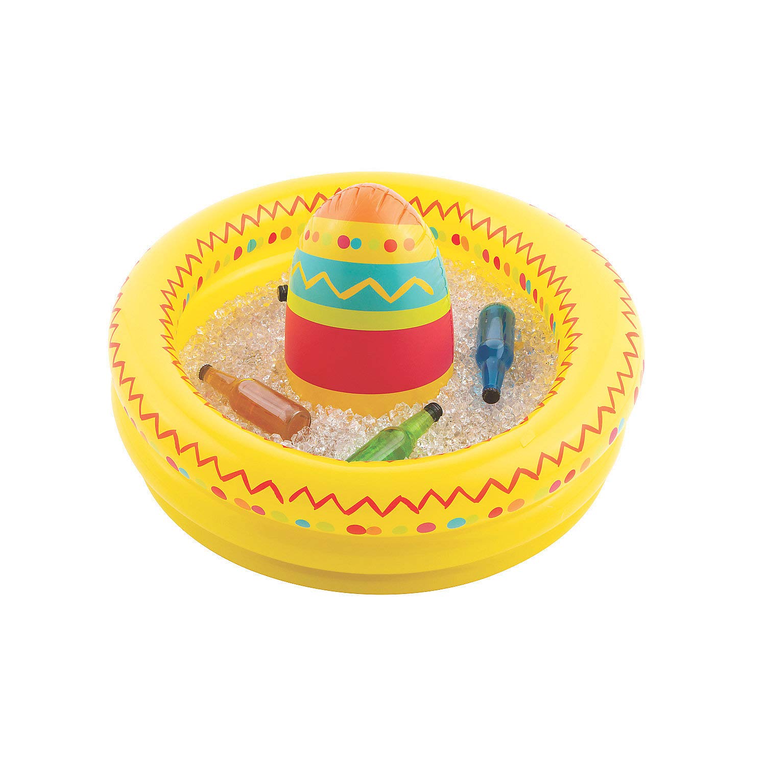 Fun Express Fiesta Inflatable Sombrero Cooler - Cinco De Mayo Party Supplies, Mexican Themed Party Decorations, Pool Party Accessories for Summer Gatherings & Beach Events