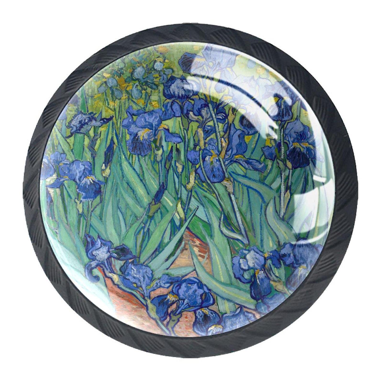 Van Gogh Butterfly Orchid Flower Kitchen Cabinet Knobs - 1.38 Inch Round Drawer Handles - 4 Pack Cabinet Hardware for Modern Home Decor (Perfect for Kitchen, Bathroom & Furniture Upgrades)