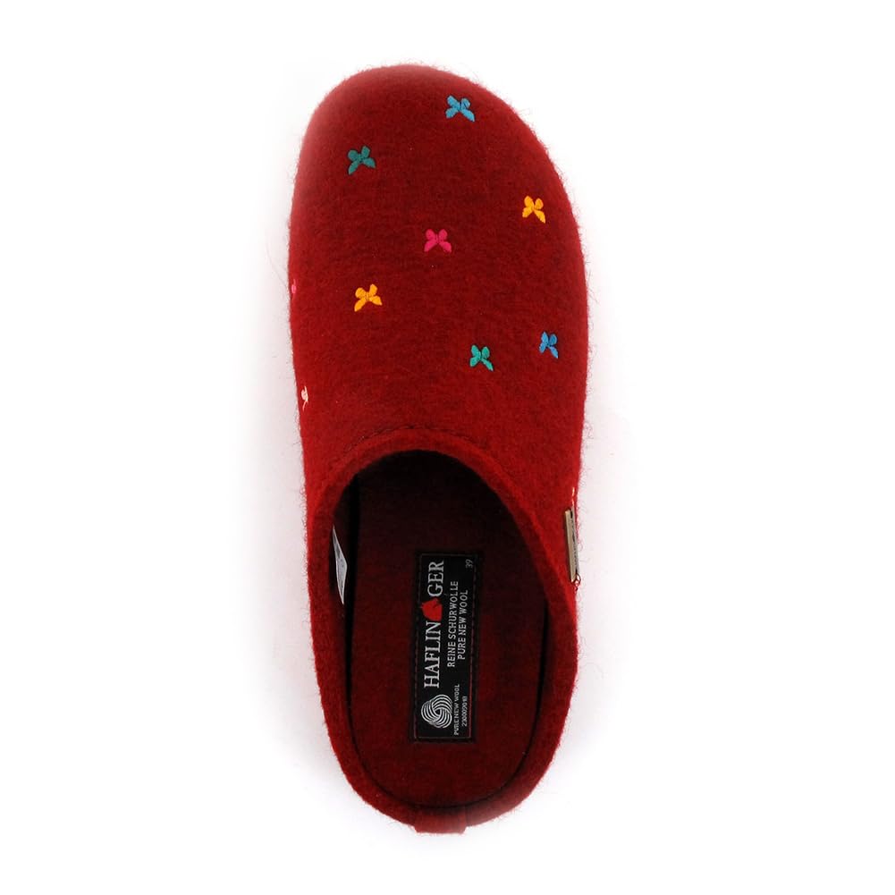 HAFLINGER Women's Wool Felt Slippers - Cozy Butterfly Design Mule Shoes for Indoor/Outdoor Wear - Unisex House Shoes for Relaxing at Home & Quick Errands