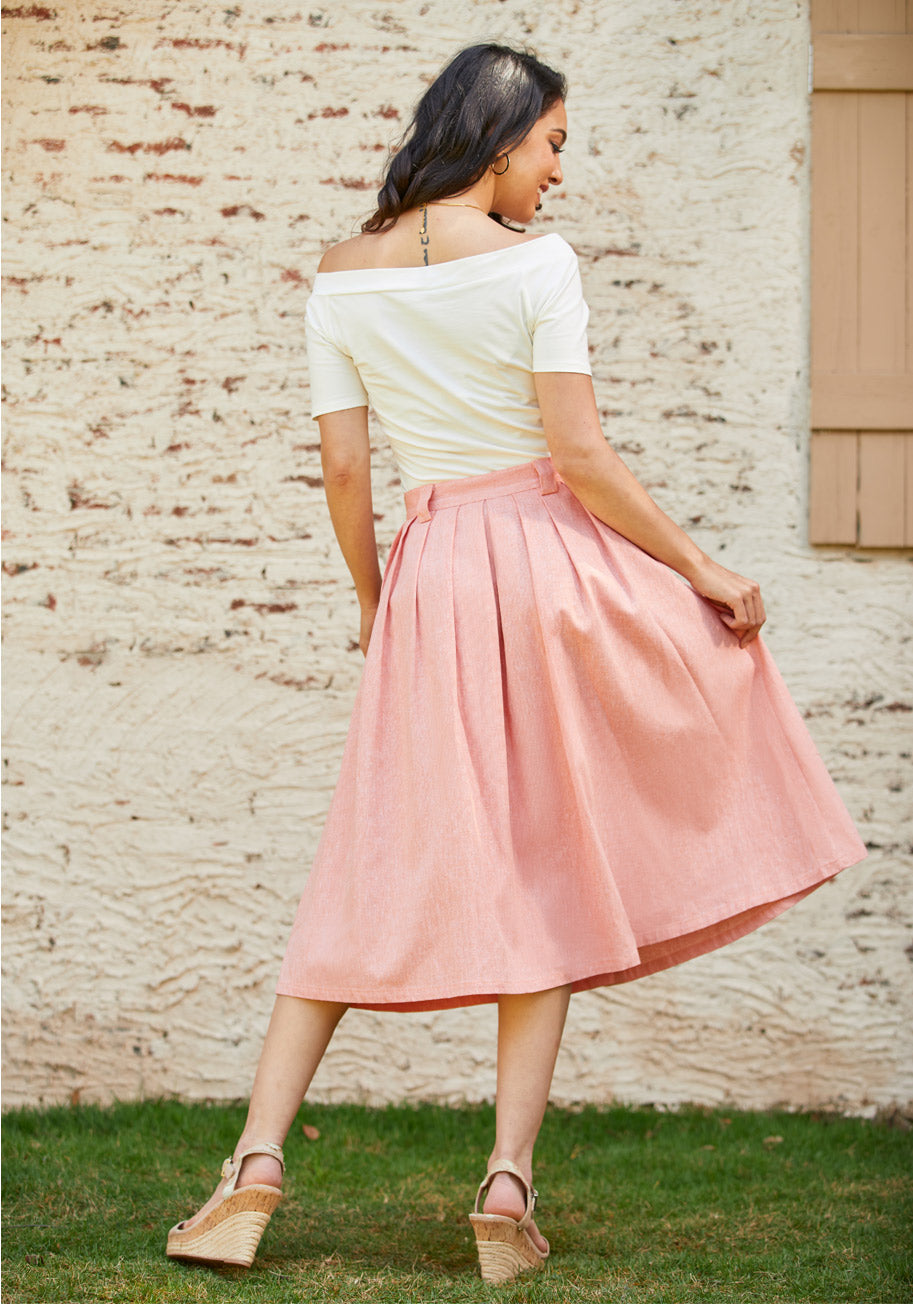 Effortless Feature A-Line Skirt for Women - Flowy Midi Skirt with Pockets | Perfect for Office, Date Night & Summer Outfits