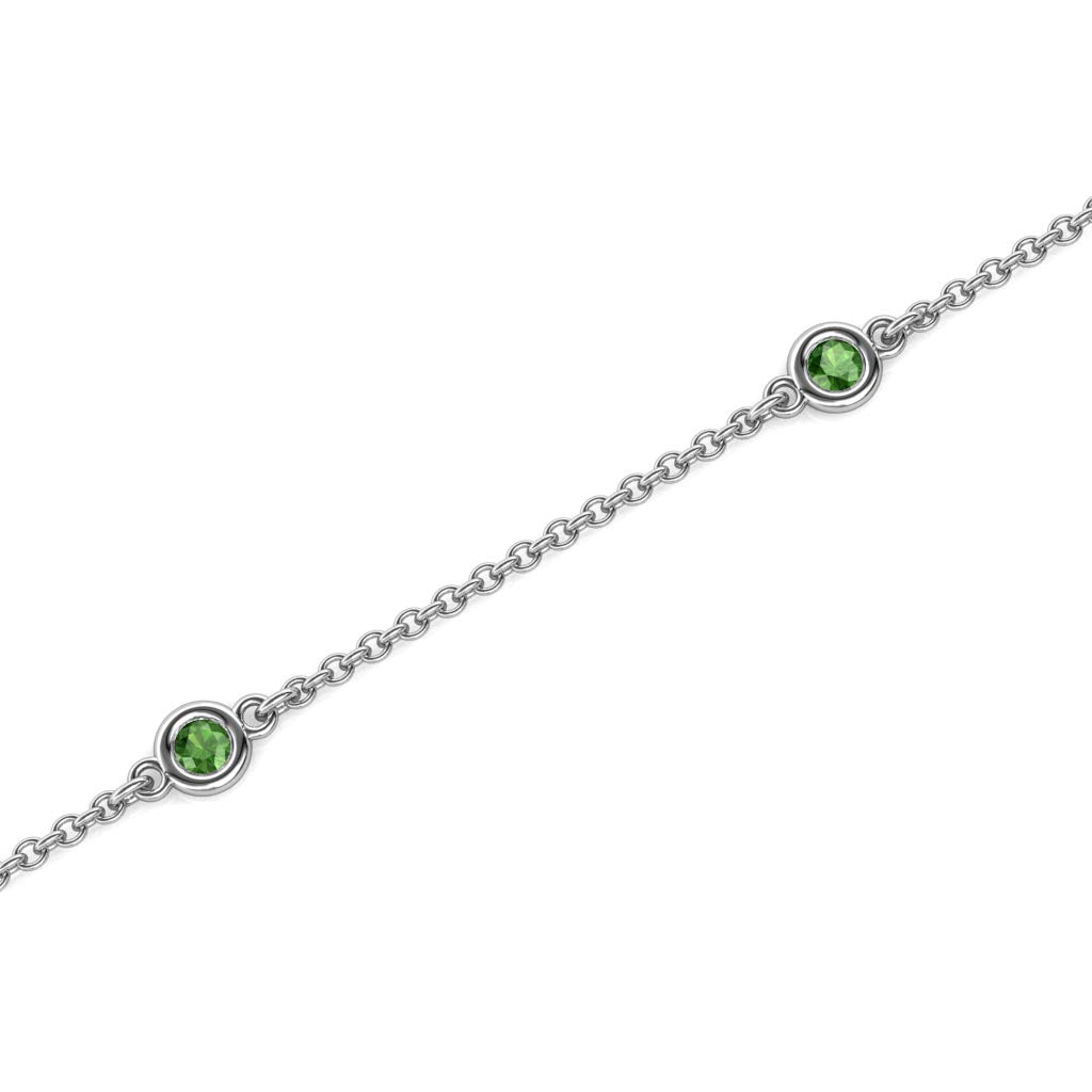 Green Garnet 5-Station Petite Bracelet 0.32ctw in 14K Gold - Elegant Jewelry Gift for Women, Perfect for Everyday Wear & Special Occasions