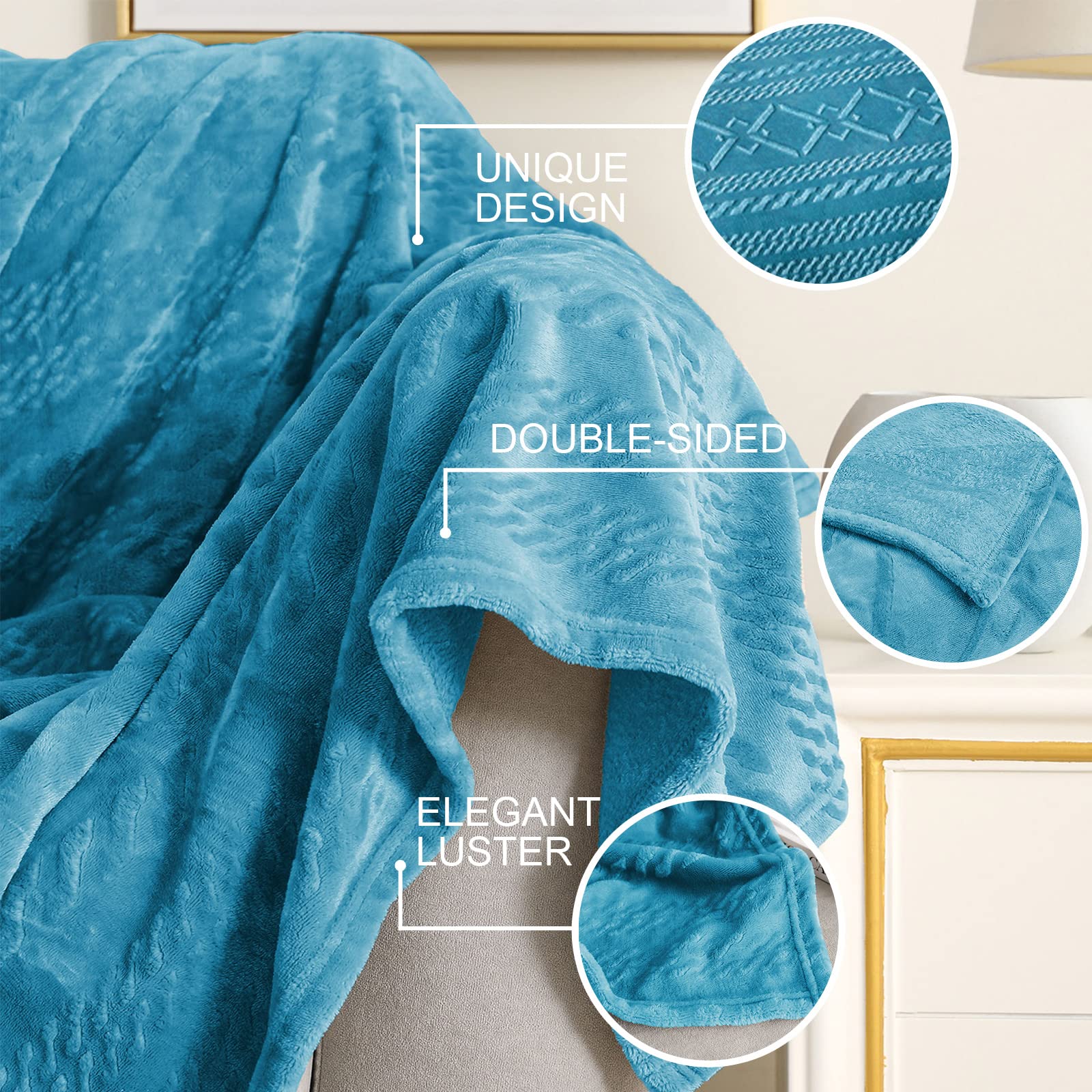 Soft Slate Blue Fleece Throw Blanket for Couch & Bed - Lightweight Decorative Blanket 50x60 Inches - All Seasons Cozy Blanket for Living Room, Bedroom, Travel & Gift Giving