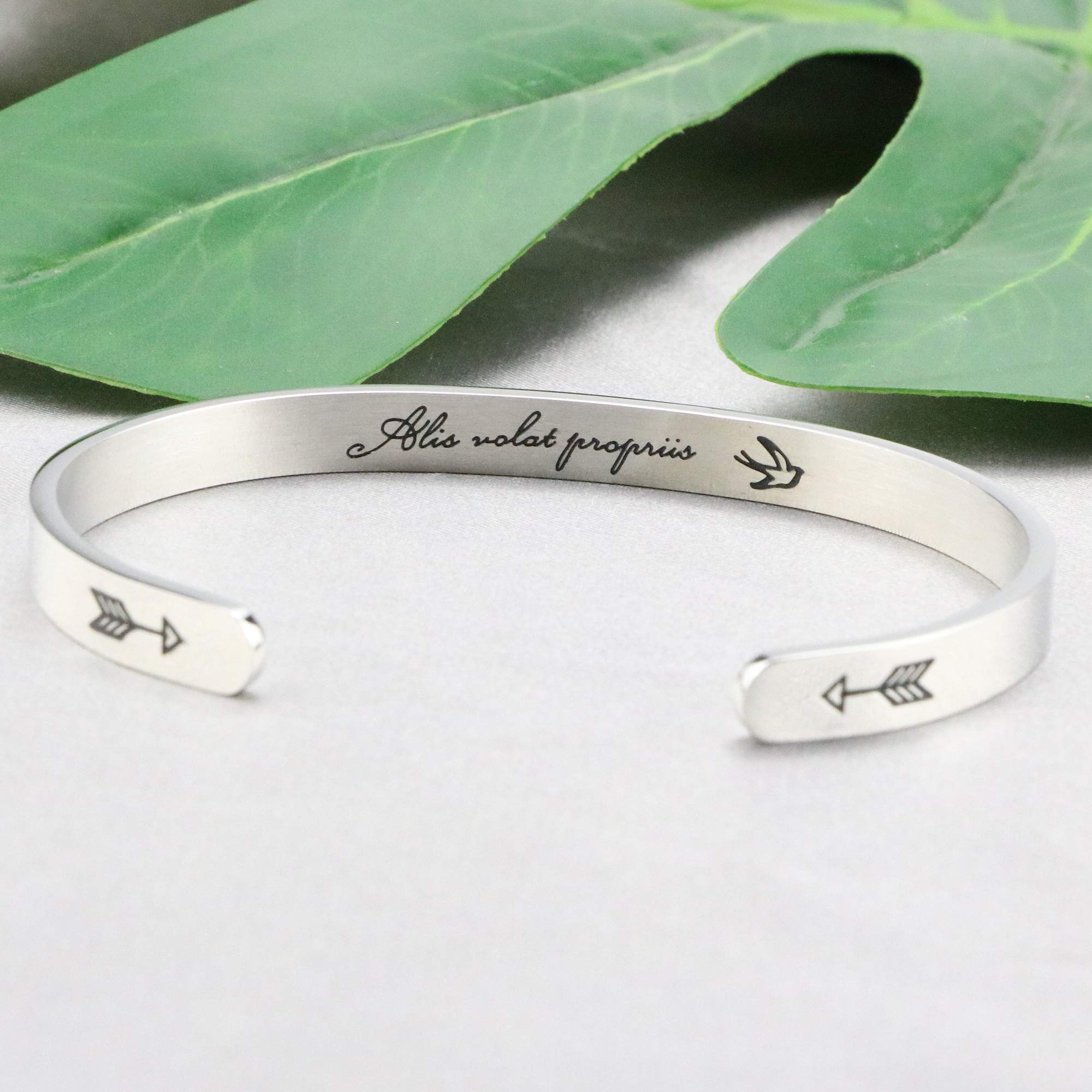 Inspirational Bracelets for Women - Stainless Steel Mantra Cuff Bangle with Motivational Quotes - Perfect for Daily Wear, Gifts, Yoga & Meditation