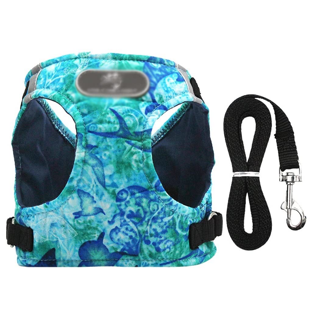 Marine Print Dog Harness - Breathable Reflective Vest for Small Dogs | Beach Walks