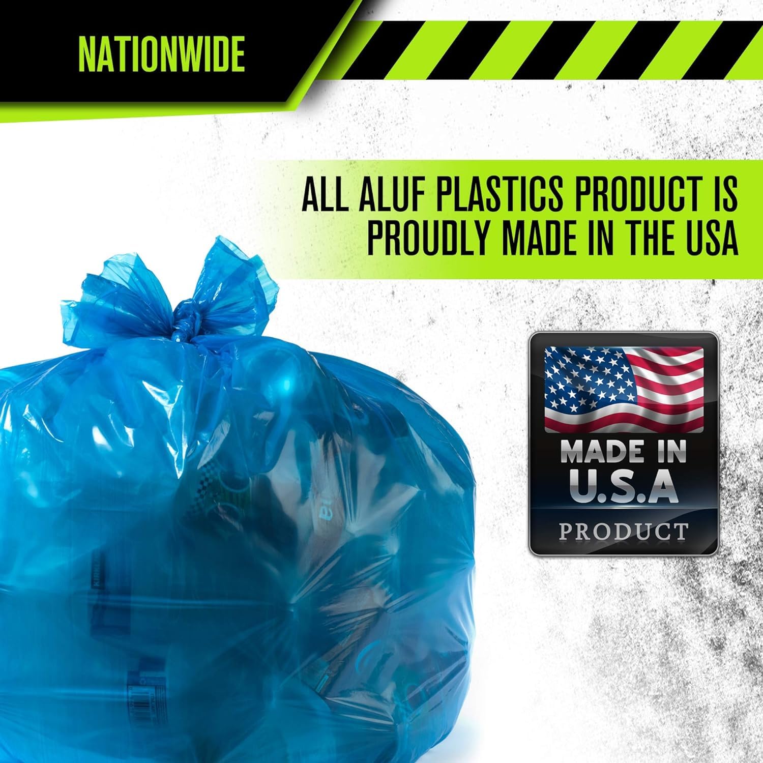 Aluf Plastics 55 Gallon Blue Trash Bags for Rubbermaid Brute - Heavy Duty 1.2 MIL Garbage & Recycling Bags (38