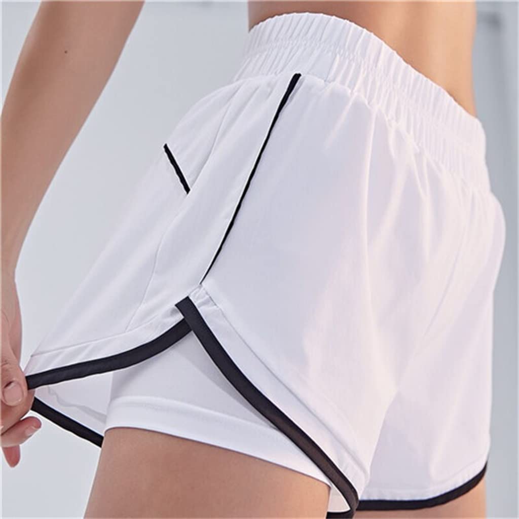 YDHWY Women's 2-in-1 Running Shorts with Built-in Liner - High Waist Athletic Shorts for Gym, Yoga, Workout & Casual Wear - Breathable Quick-Dry Fitness Shorts (Color A, Size L) - Perfect for Running, HIIT Training and Summer Outdoor Activities