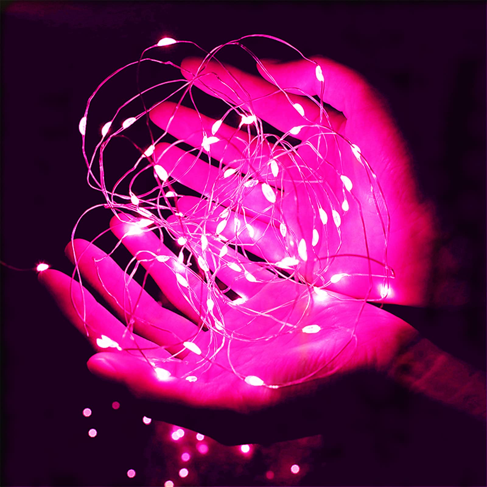 20 LED Pink Fairy Lights - 7Ft Battery Operated String Lights for Halloween, Christmas, Mason Jars & Party Decor | Indoor Teen Girls Gift Ideas & Table Garland