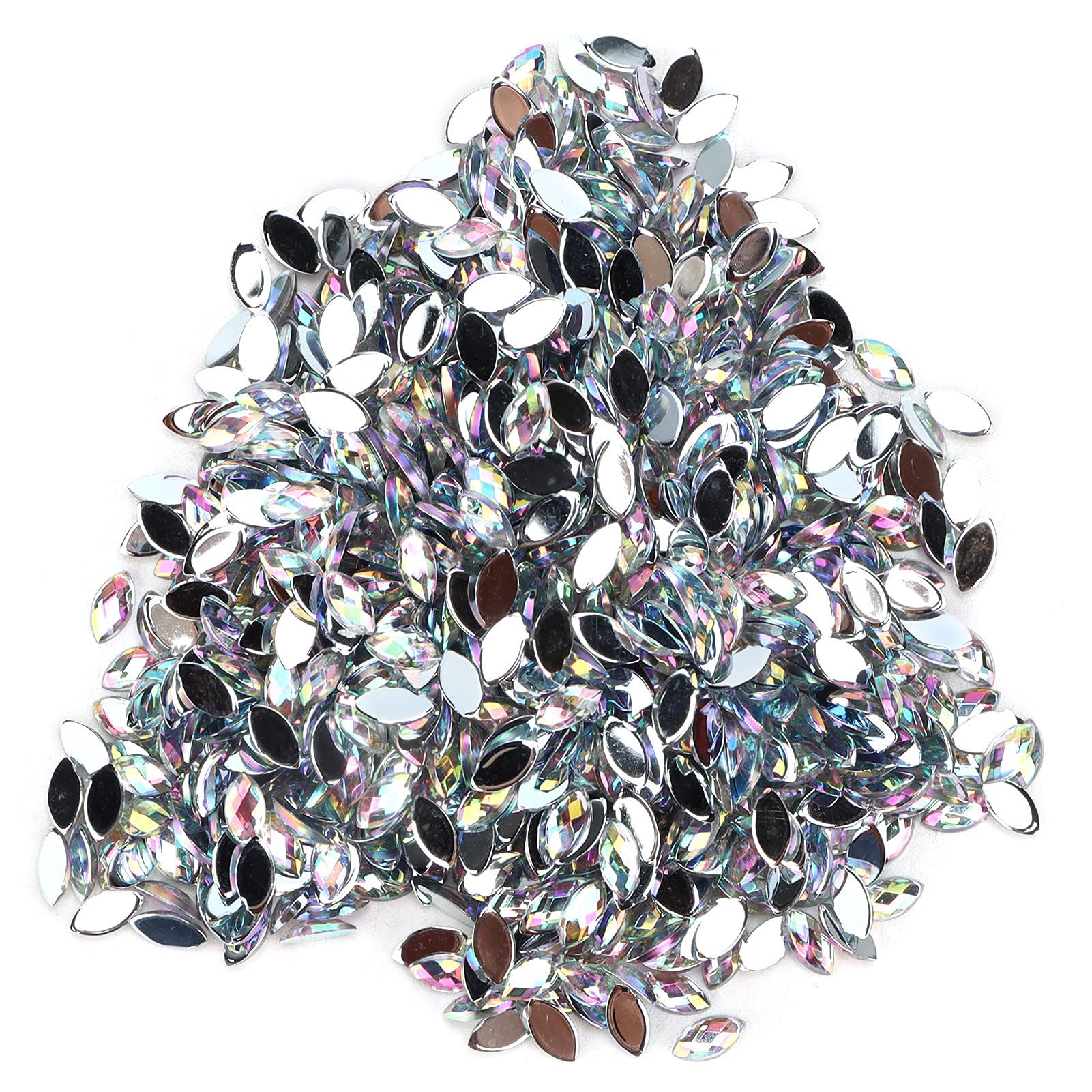 1000Pcs White Horse Eye Rhinestones - Flatback Faceted Glass Crystals for DIY Crafts, Jewelry Making, Costume Design & Nail Art Decoration