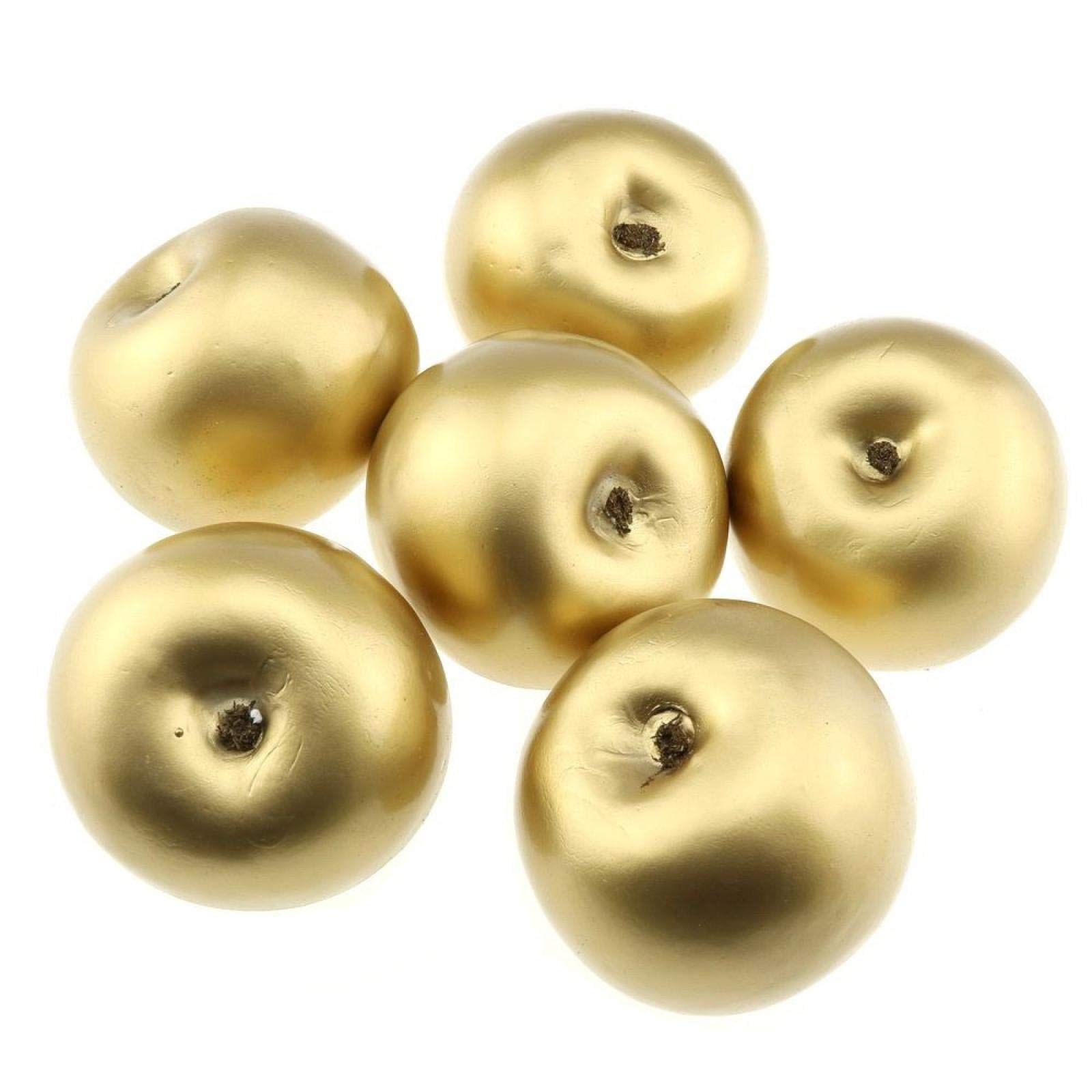 6 Pack Artificial Gold Apples - Fake Fruit Decor for Home, Party, Christmas, and Wedding Centerpieces | Realistic Decorative Fruit for Tables, Mantels, and Holiday Displays