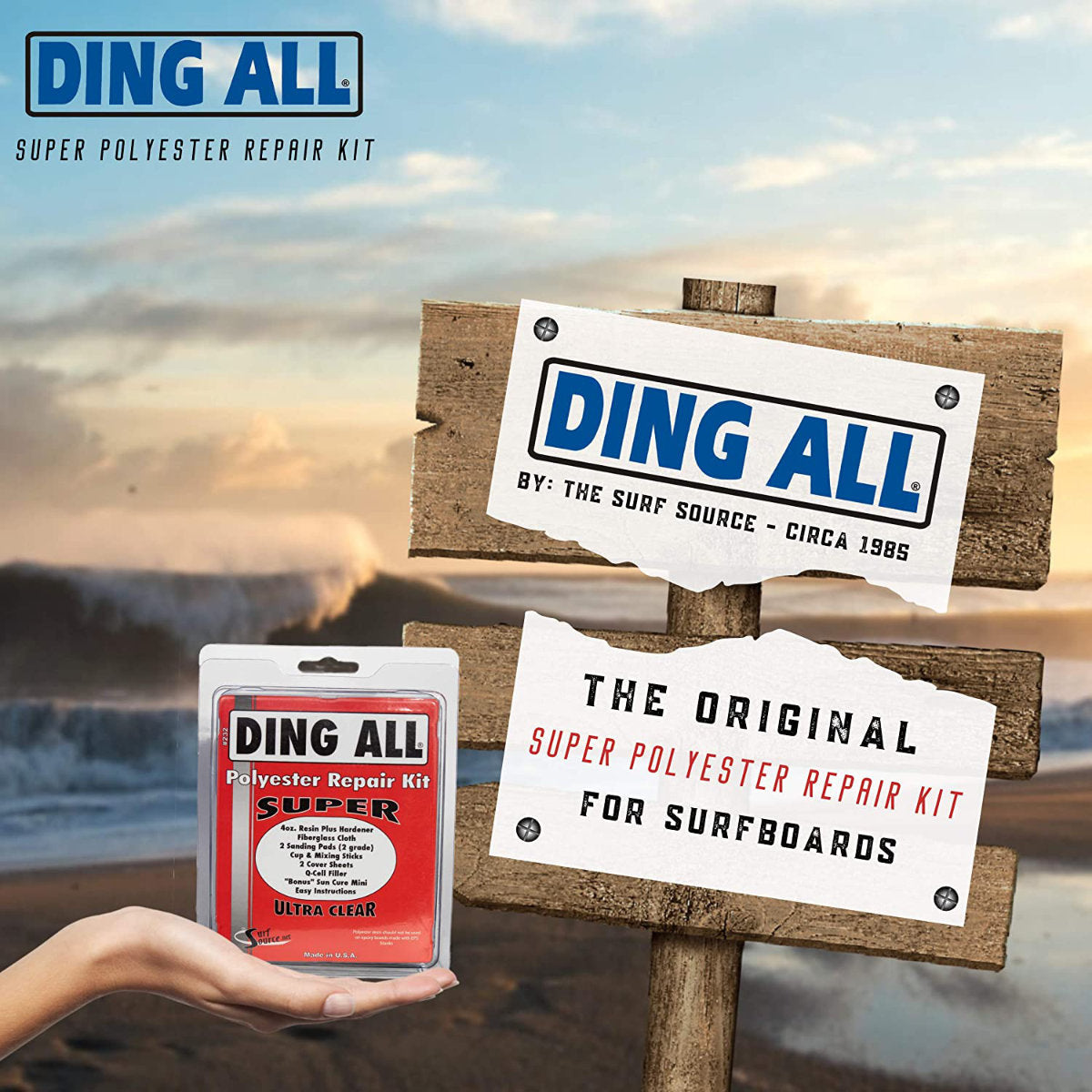 Ding All Poly SUPER Kit - Professional Ding Repair Kit for Surfboards, Boats & Cars | Easy DIY Scratch & Dent Removal for Outdoor Enthusiasts