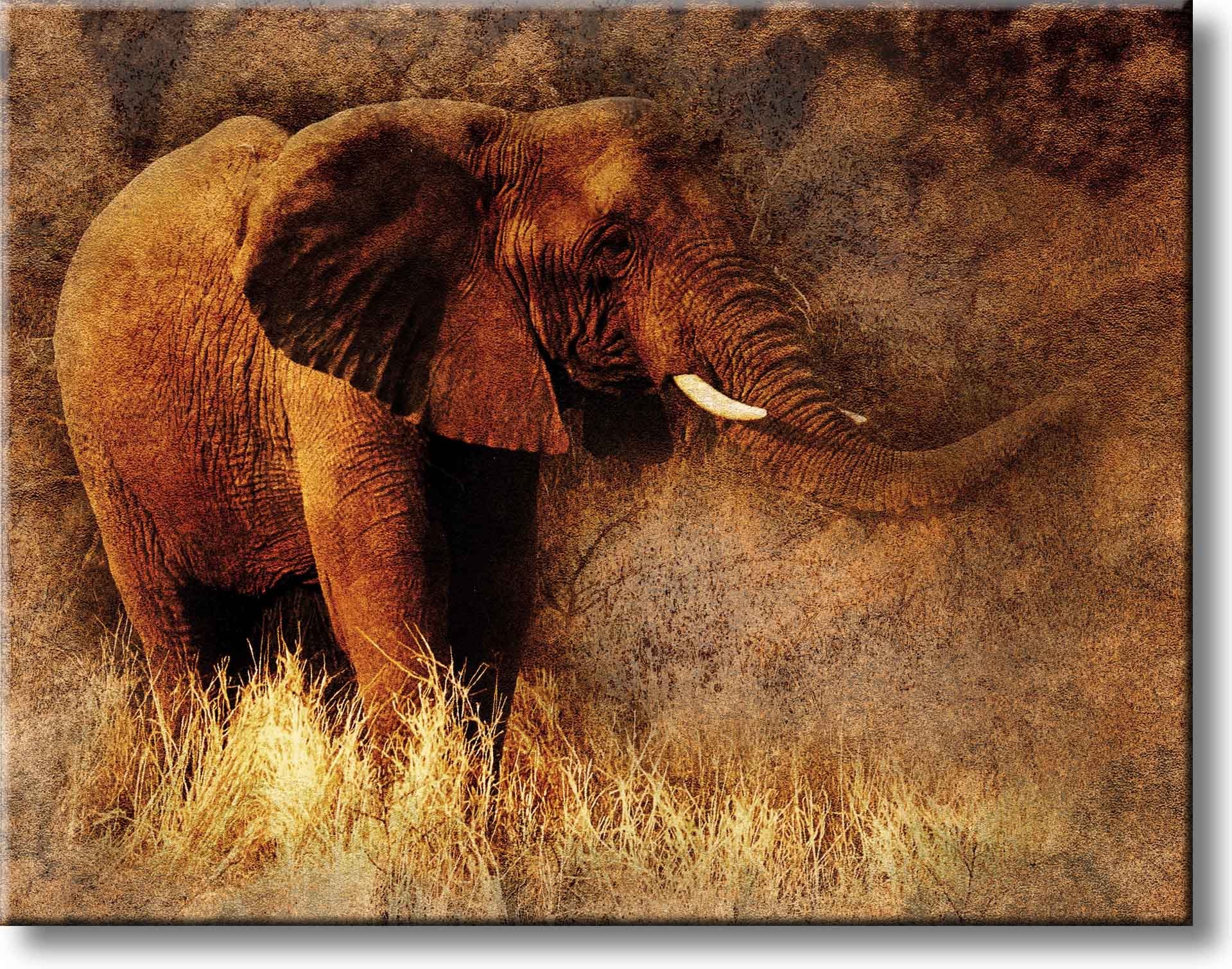 Elephant Wall Art - Stretched Canvas Painting for Home & Office Décor - Ready to Hang - Perfect for Living Room, Bedroom or Nursery Decorations