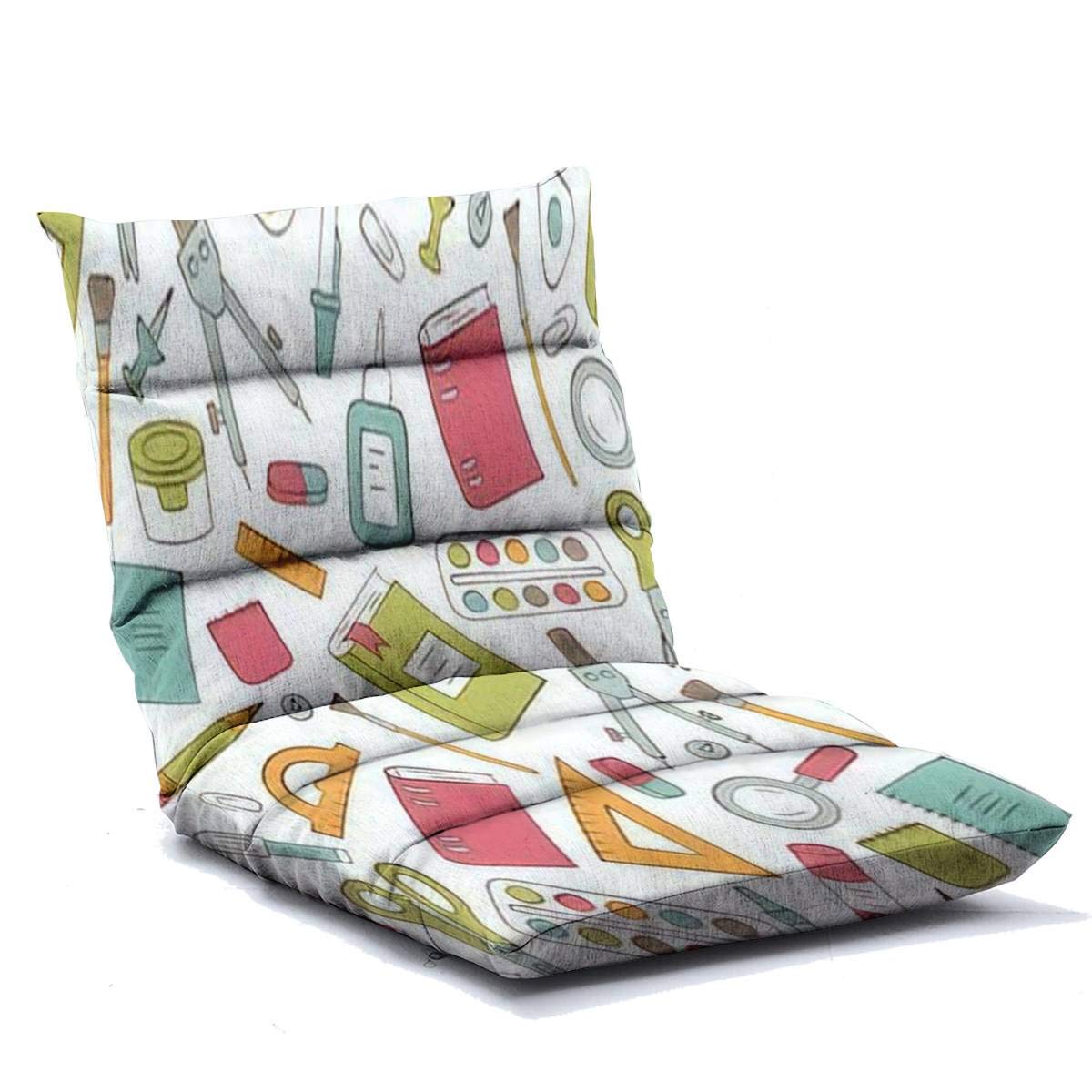 Adjustable Memory Foam Floor Chair - Ergonomic Folding Lounge Sofa for Adults, Home Office, Reading & Gaming - Doodle Cartoon Design Stationery Pattern - Perfect for Small Spaces, Dorm Rooms, and Meditation Areas