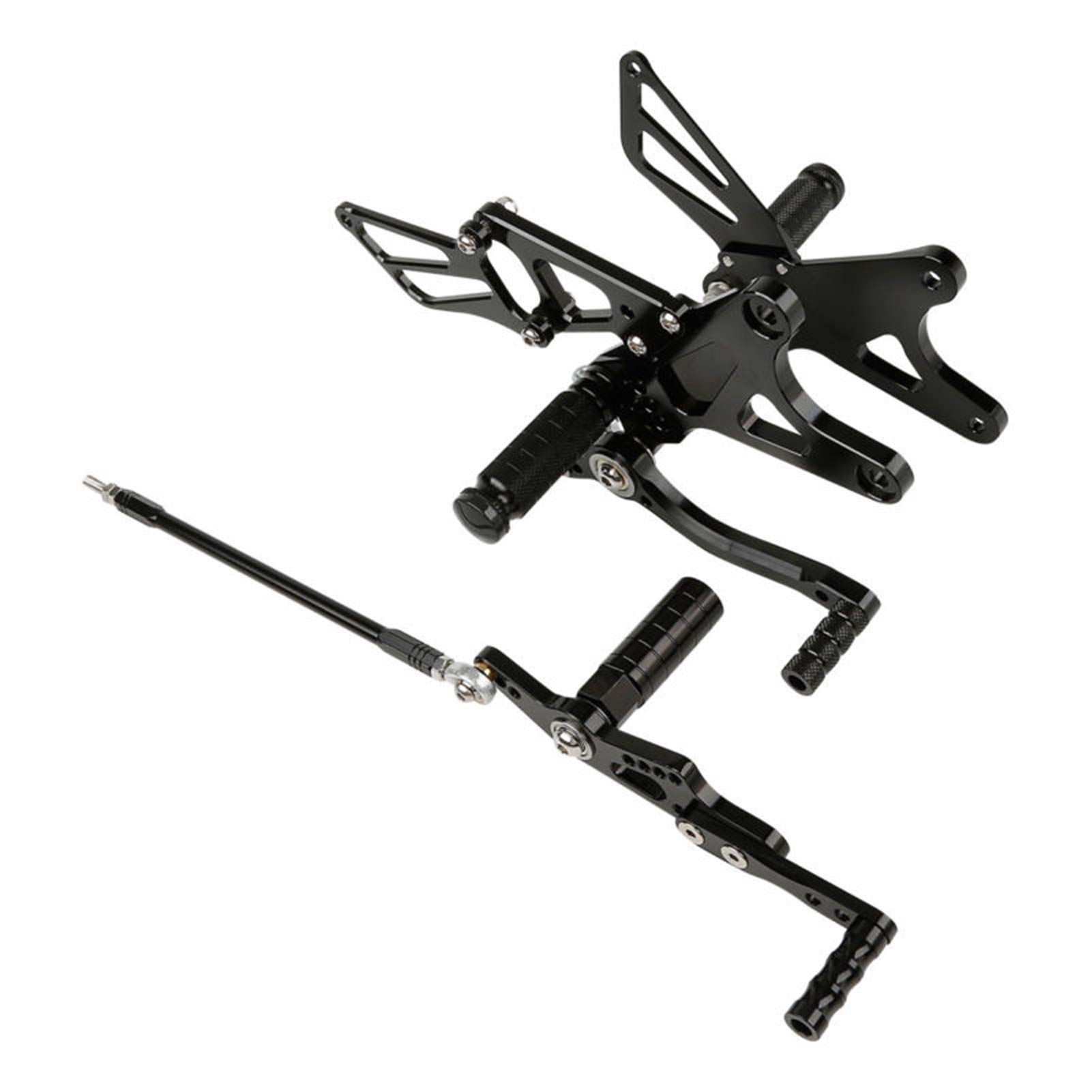 CNC Adjustable Motorcycle Foot Pegs for Yamaha YZF R1 2009-2014 - Black Billet Aluminum Rearset Footrests - Perfect for Racing, Track Days & Street Riding