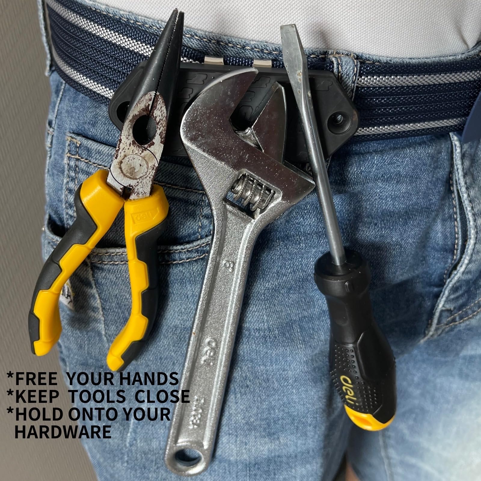 **Heavy Duty Magnetic Belt Tool Holder - Strong Magnetic Clip for Screws, Hammer, Pliers, Drill Bits & Wrenches - Secure Storage Organizer for DIY, Construction & Auto Repair**