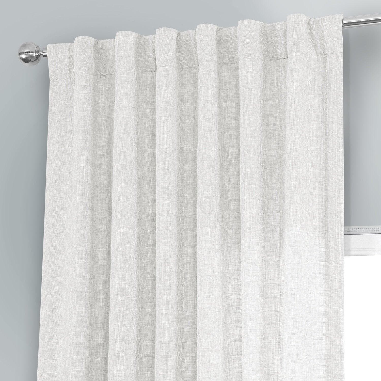 Magnolia Off White Italian Faux Linen Blackout Curtains - Elegant Room Darkening Window Treatments for Bedroom & Living Room