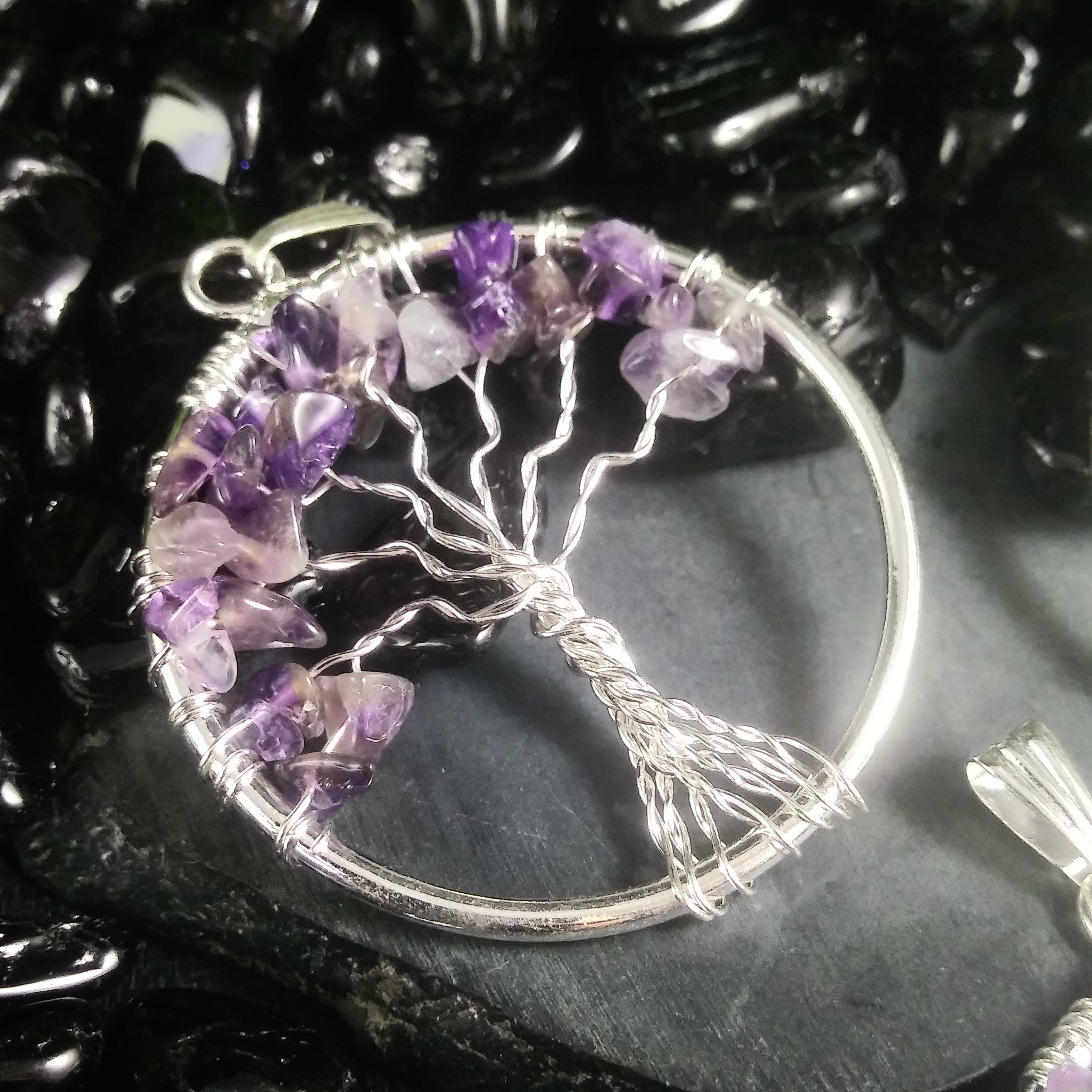 Natural Amethyst Tree of Life Pendant Necklace - Healing Crystal Jewelry for Women - Perfect for Meditation, Spiritual Gifts & Everyday Wear